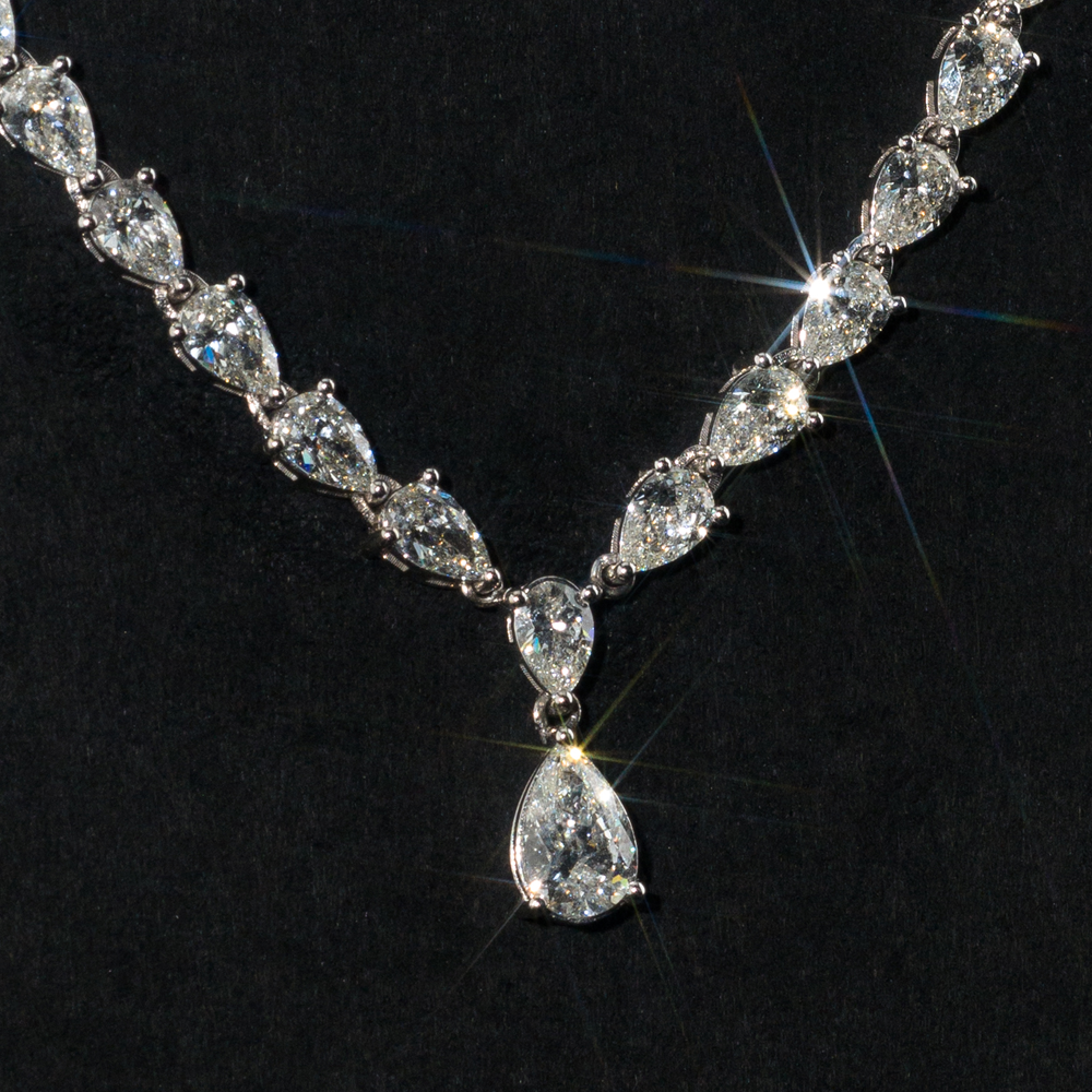 Pear Cut Diamond Choker 14K White Gold