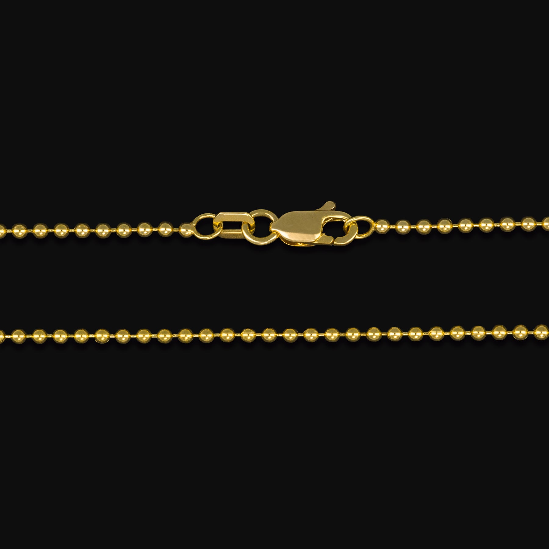 Cadena 14k Bolitas Semi Huecas Oro Amarillo + Estuche