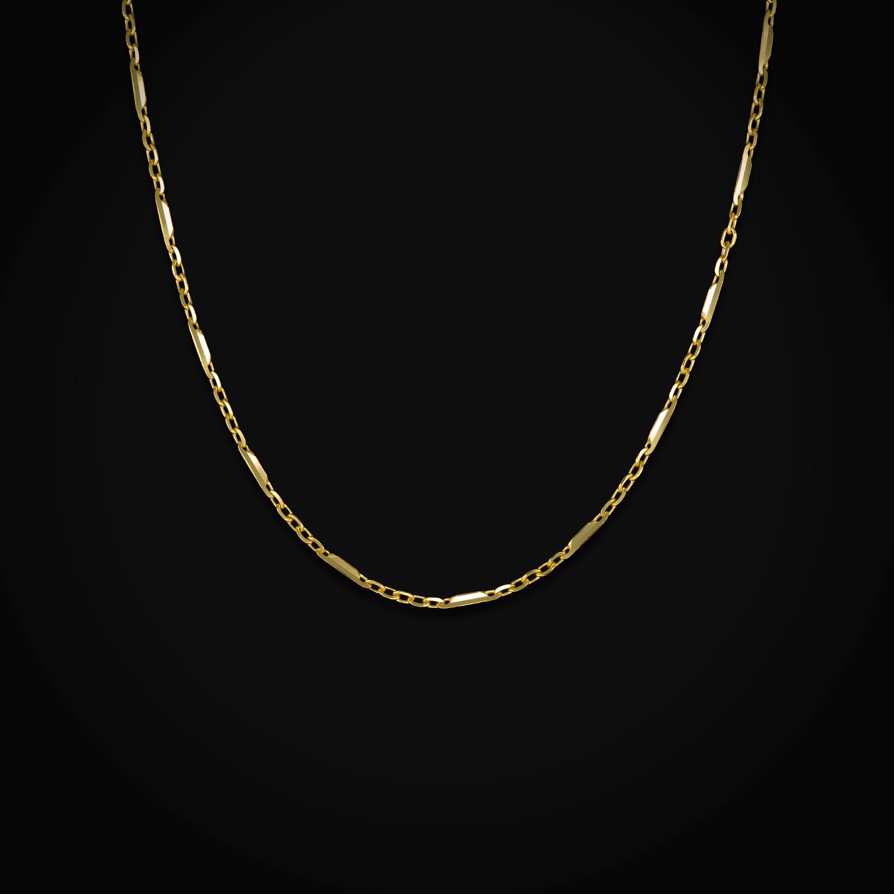 Cadena 14k Secuencia Ancla y Eslabón Troquel 4 Puntas Oro Amarillo + Estuche