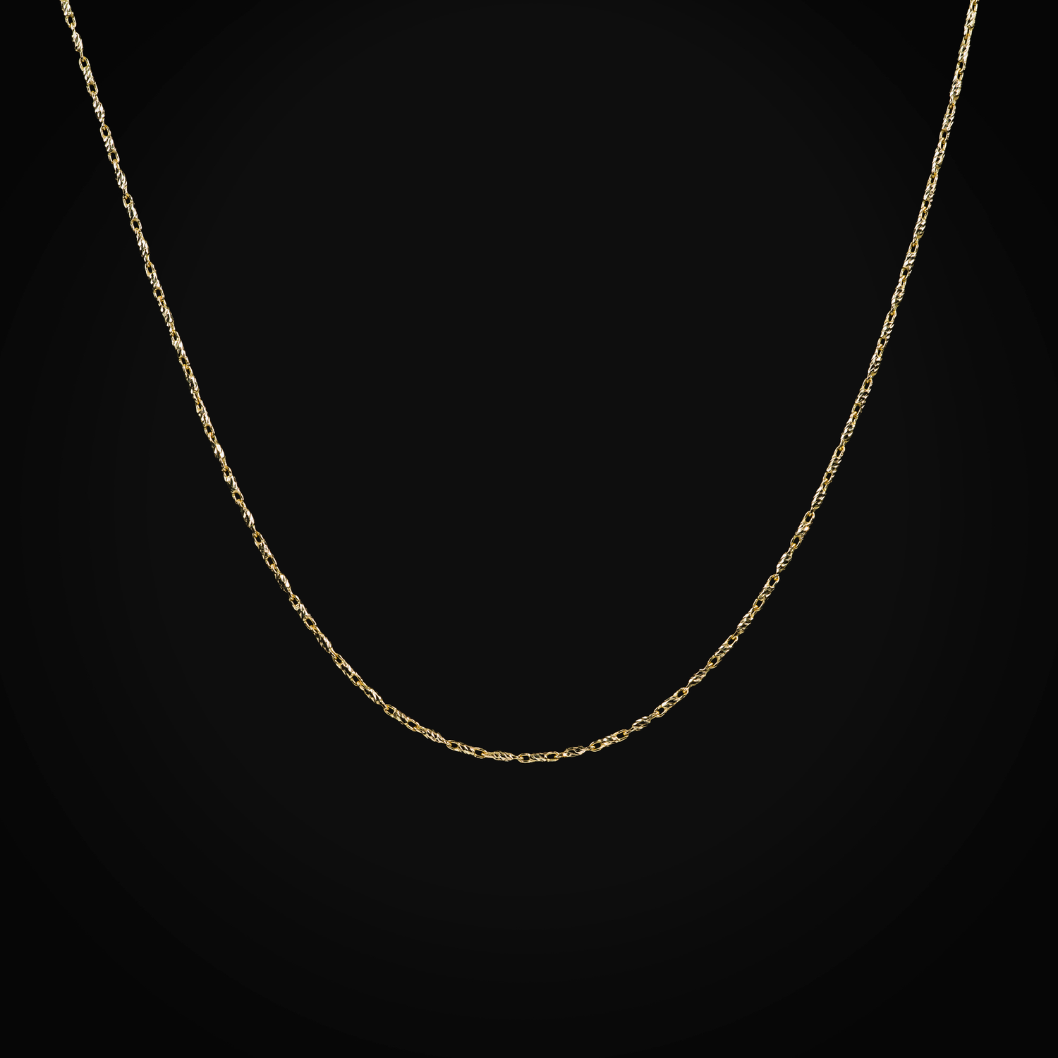 Cadena 14k Secuencia Eslabón Diamantado Central Con Asas Oro Amarillo + Estuche
