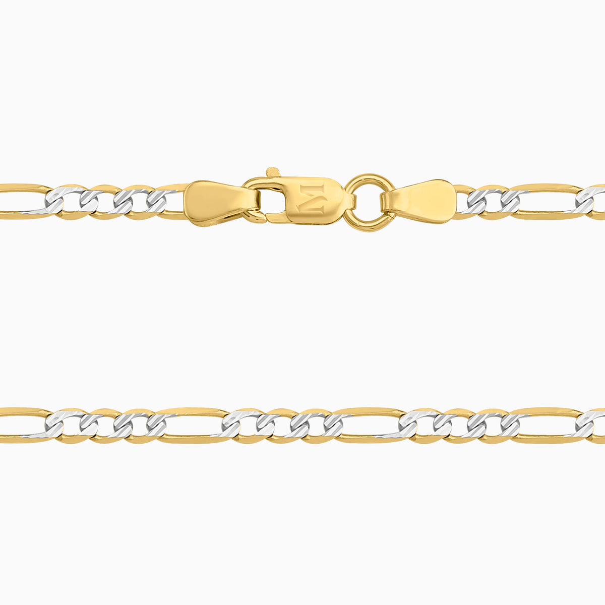 Cadena 3X1 Tejido Fígaro Diamantada 14K Oro Amarillo + Estuche | cadena de oro | Maestros Joyeros