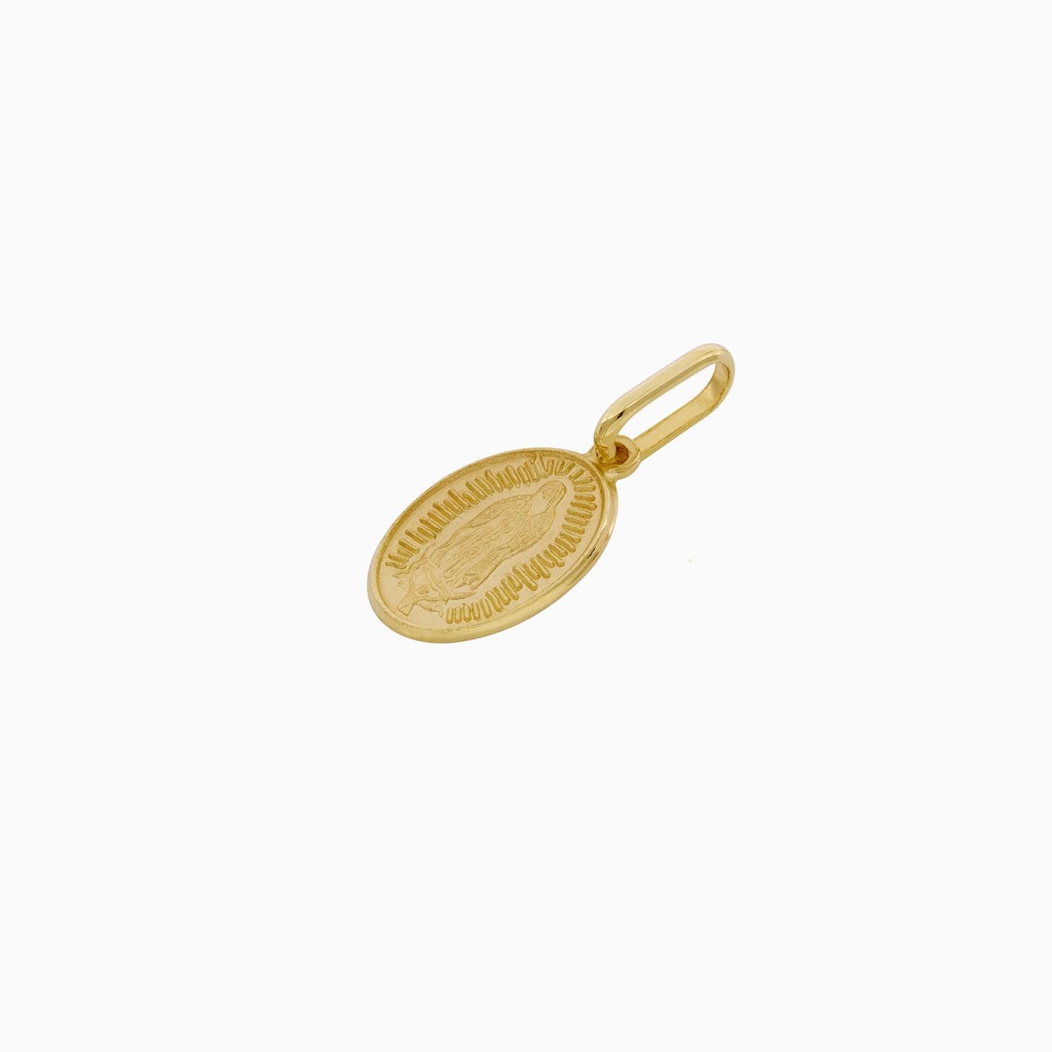 Dije Opaco Ovalado Virgen Oro 14k