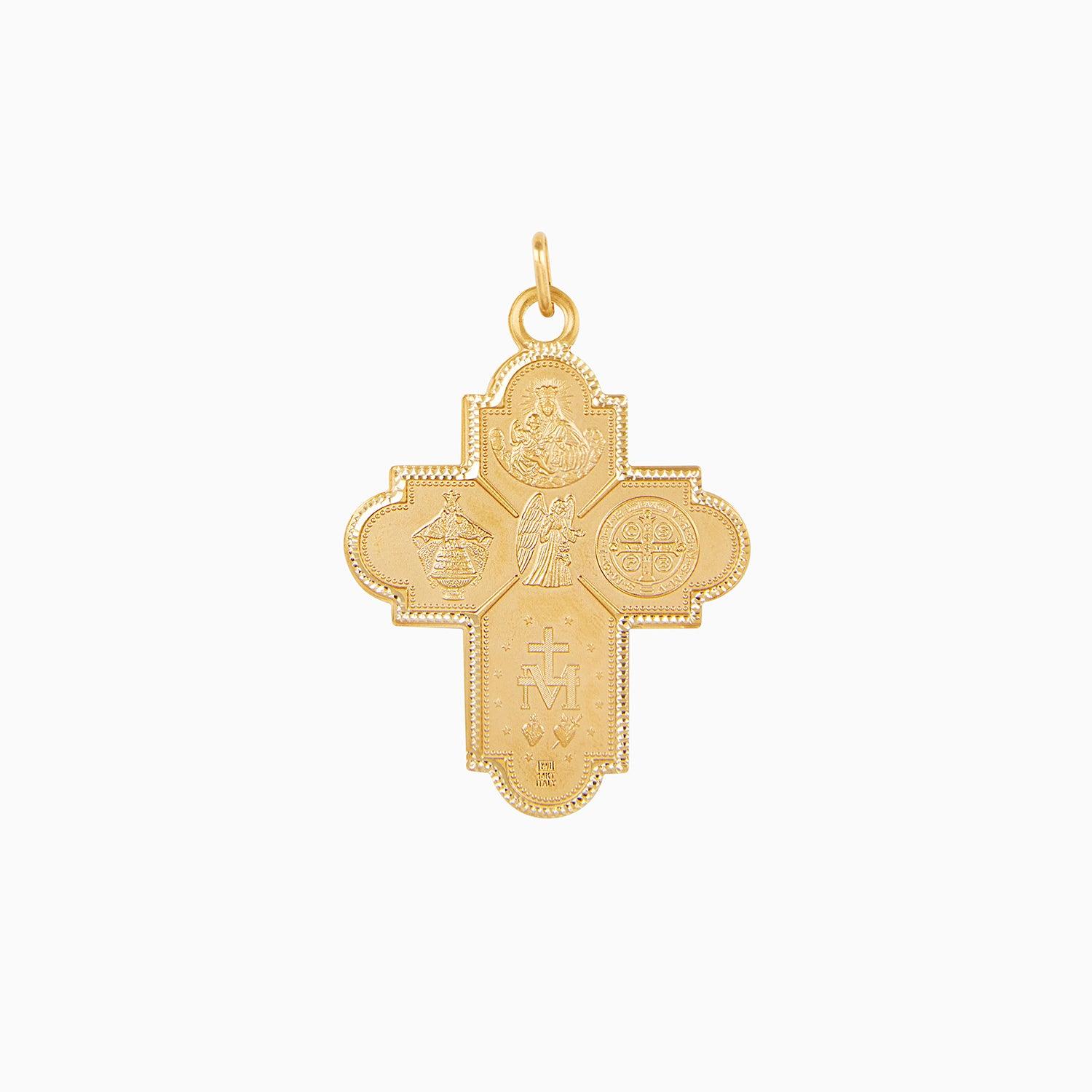 Cross Pendant Religious Images 14k Yellow Gold