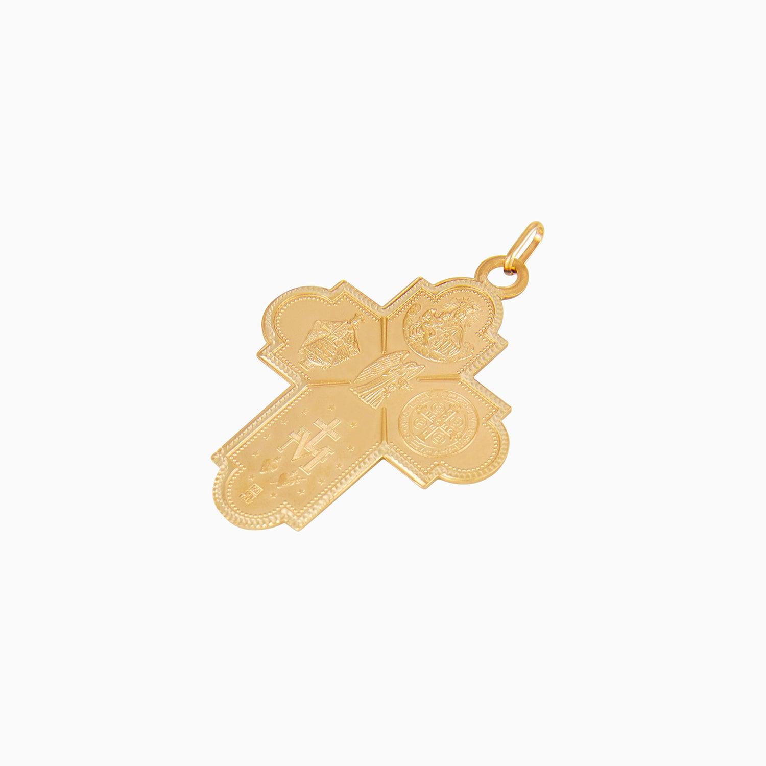 Cross Pendant Religious Images 14k Yellow Gold
