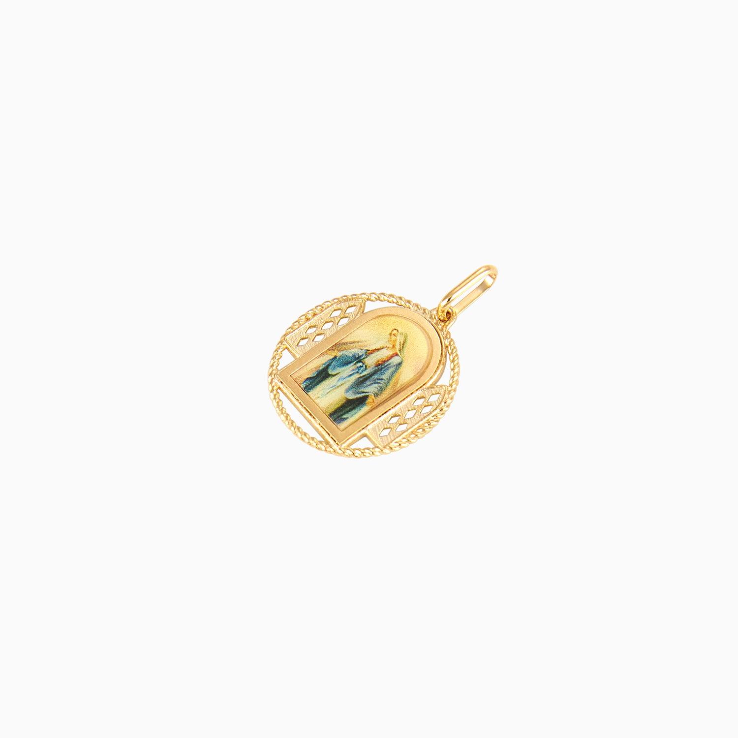 Dije Medalla Santa María Oro Amarillo 14k