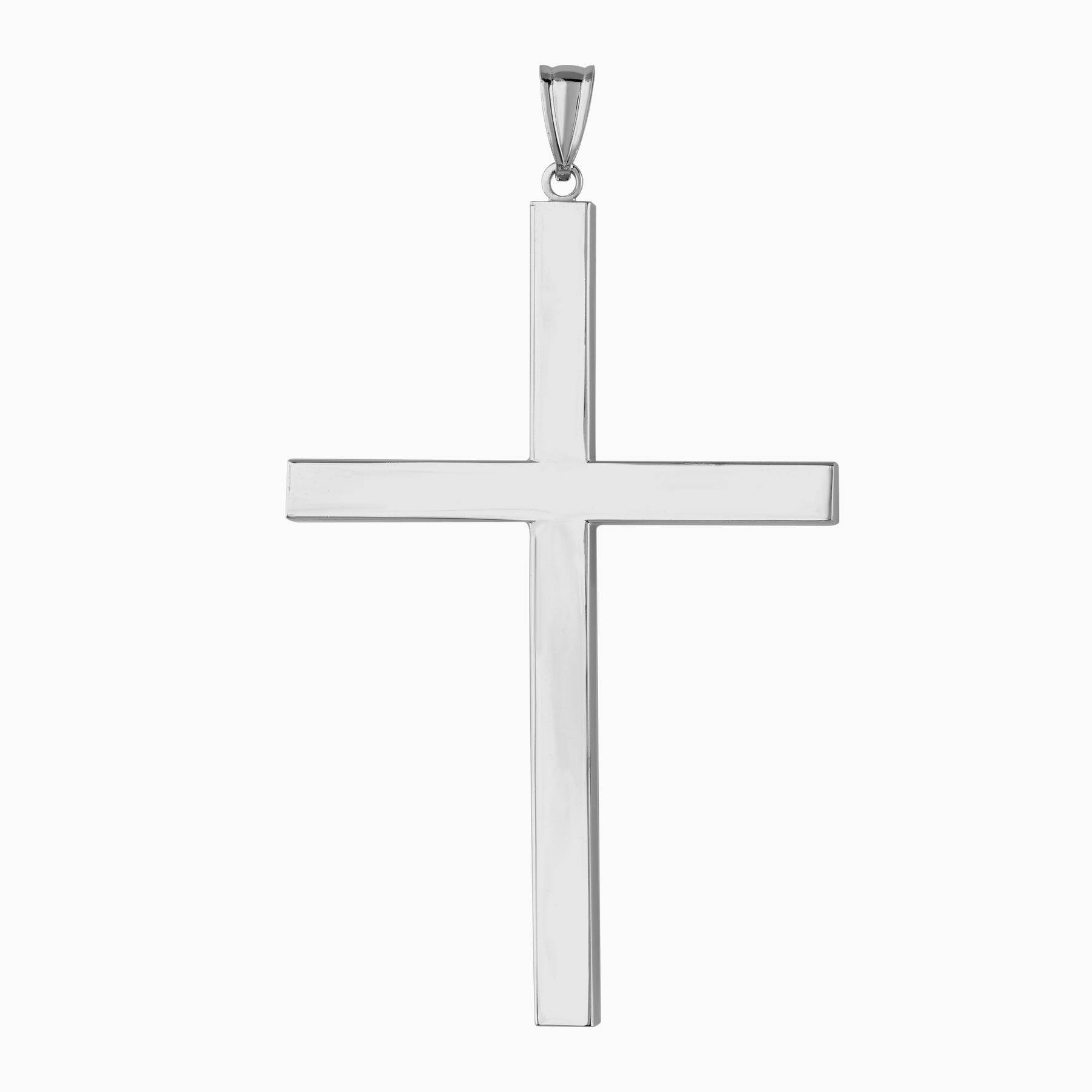 Dije Cruz Lisa Oro Blanco 14k