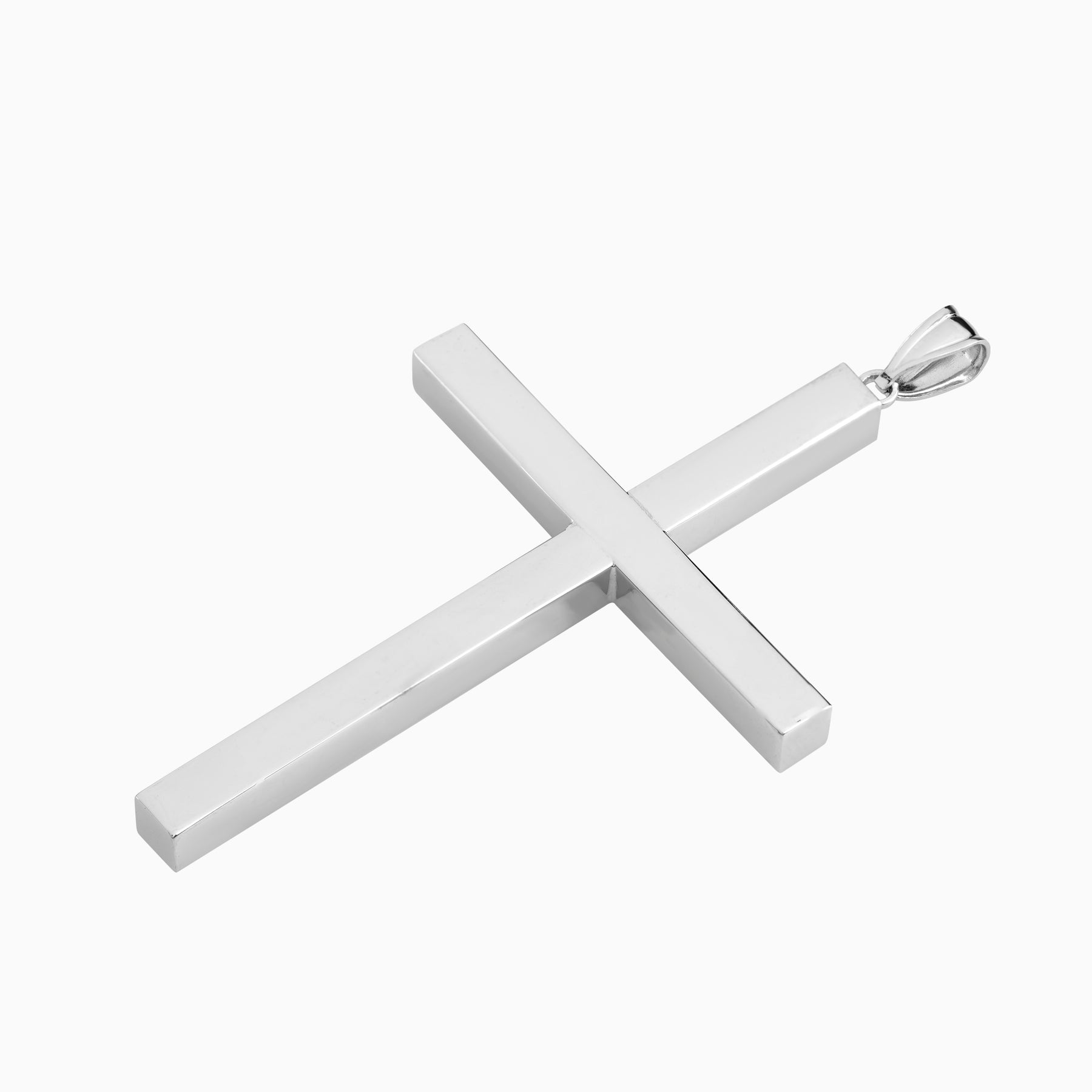 Dije Cruz Lisa Oro Blanco 14k