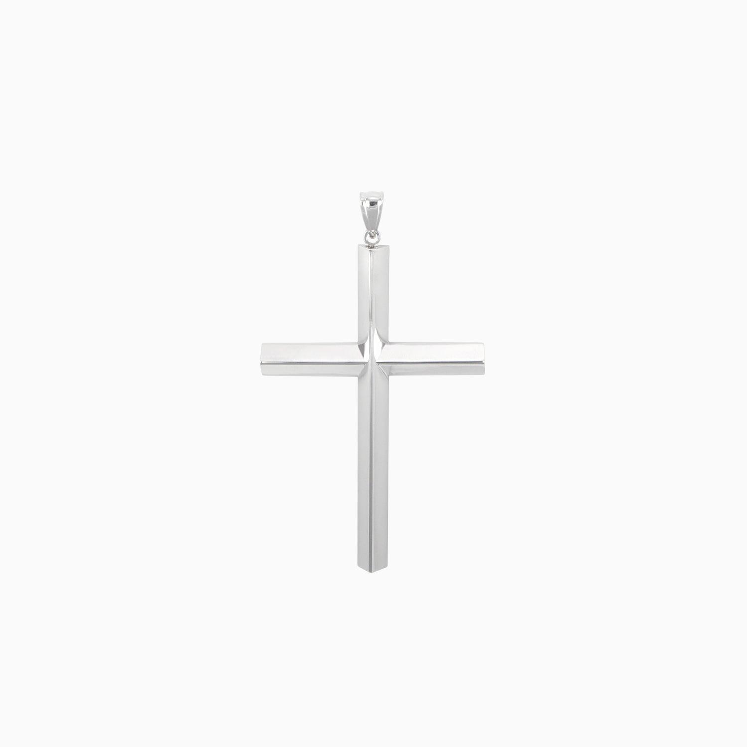 Dije Cruz Triangular Oro Blanco 14k