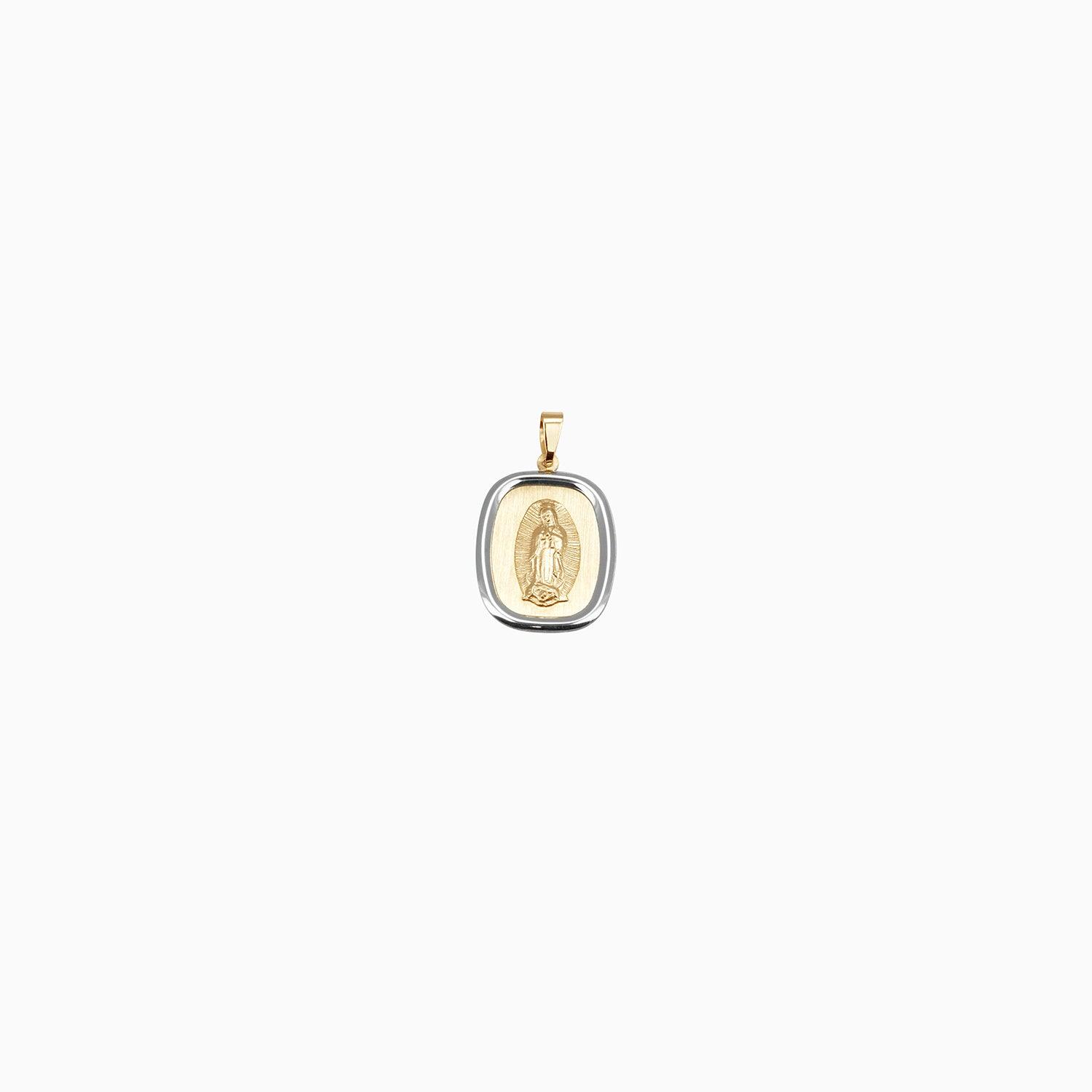 Dije Medalla Virgen de Guadalupe Oro Amarillo & Blanco 14k