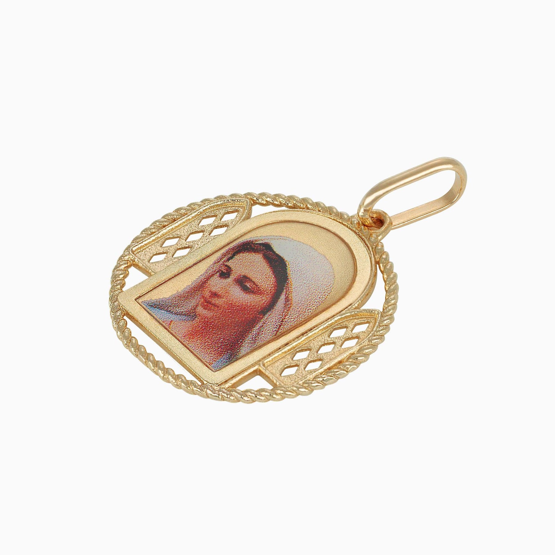 14k Yellow Gold Virgin Medal Pendant