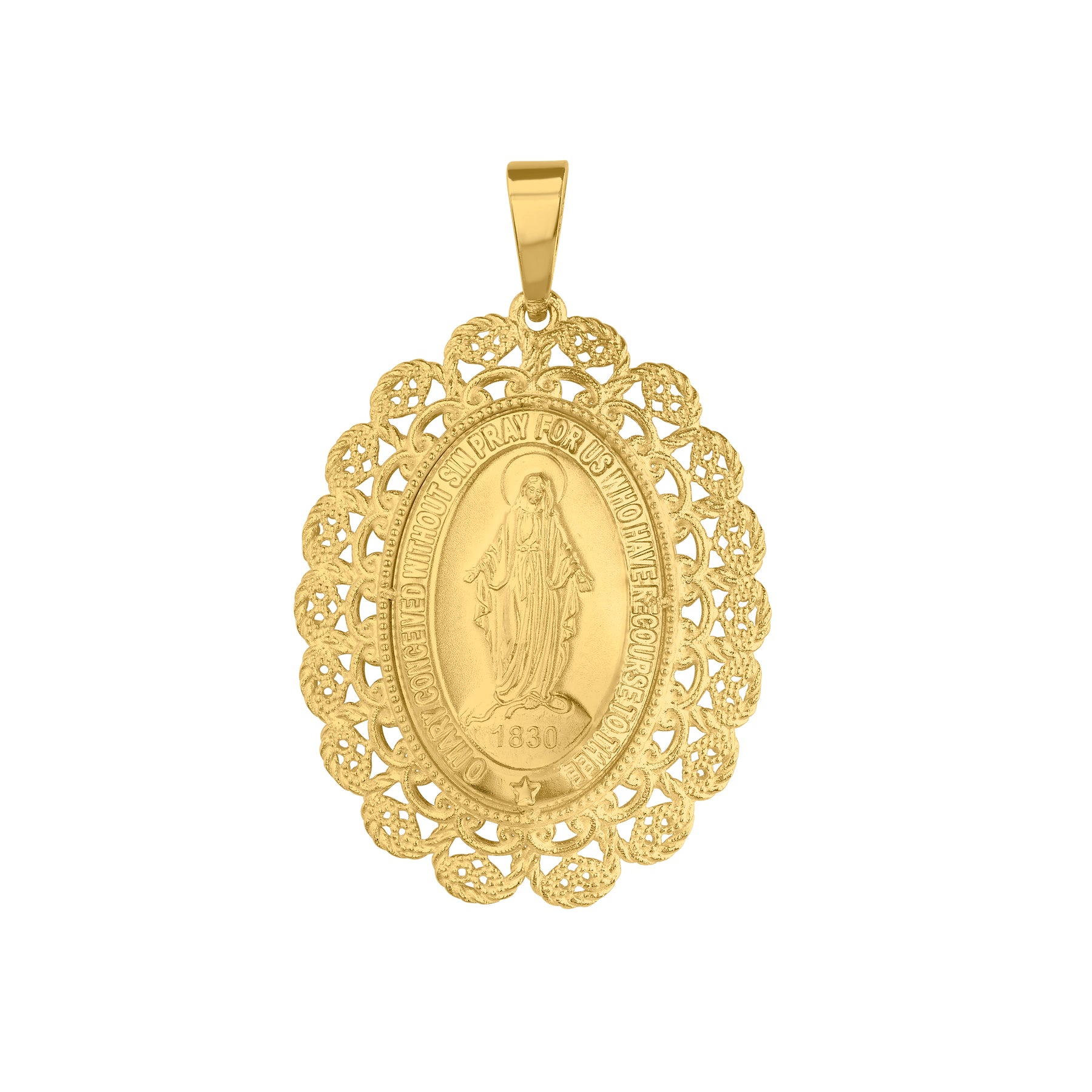 Dije Medalla Ovalada con Ornamentos Oro Amarillo 14k