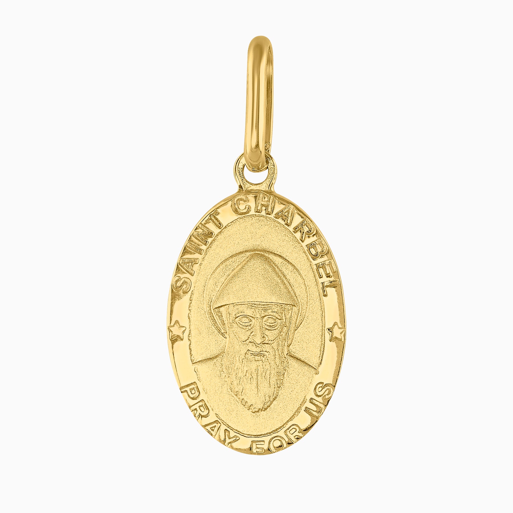 Dije Medalla Ovalada San Chárbel Oro Amarillo 14k