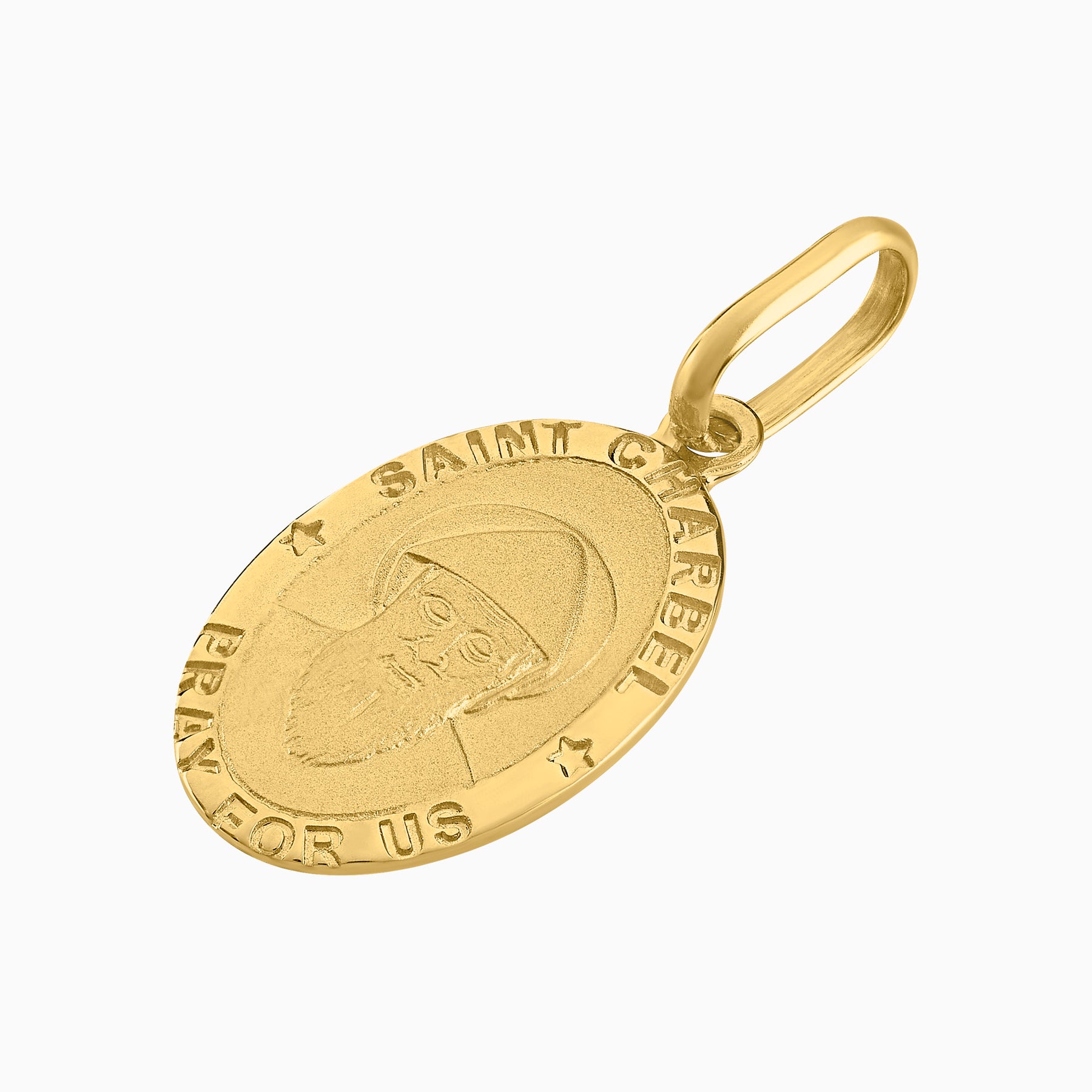 Dije Medalla Ovalada San Chárbel Oro Amarillo 14k