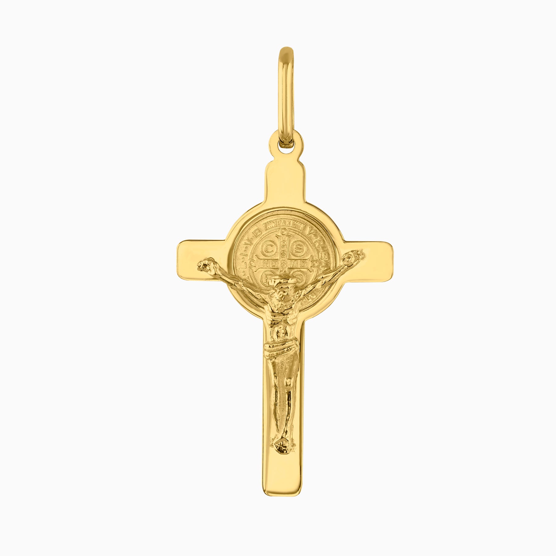 Dije Cruz con Cristo & Moneda San Benito Oro Amarillo 14k