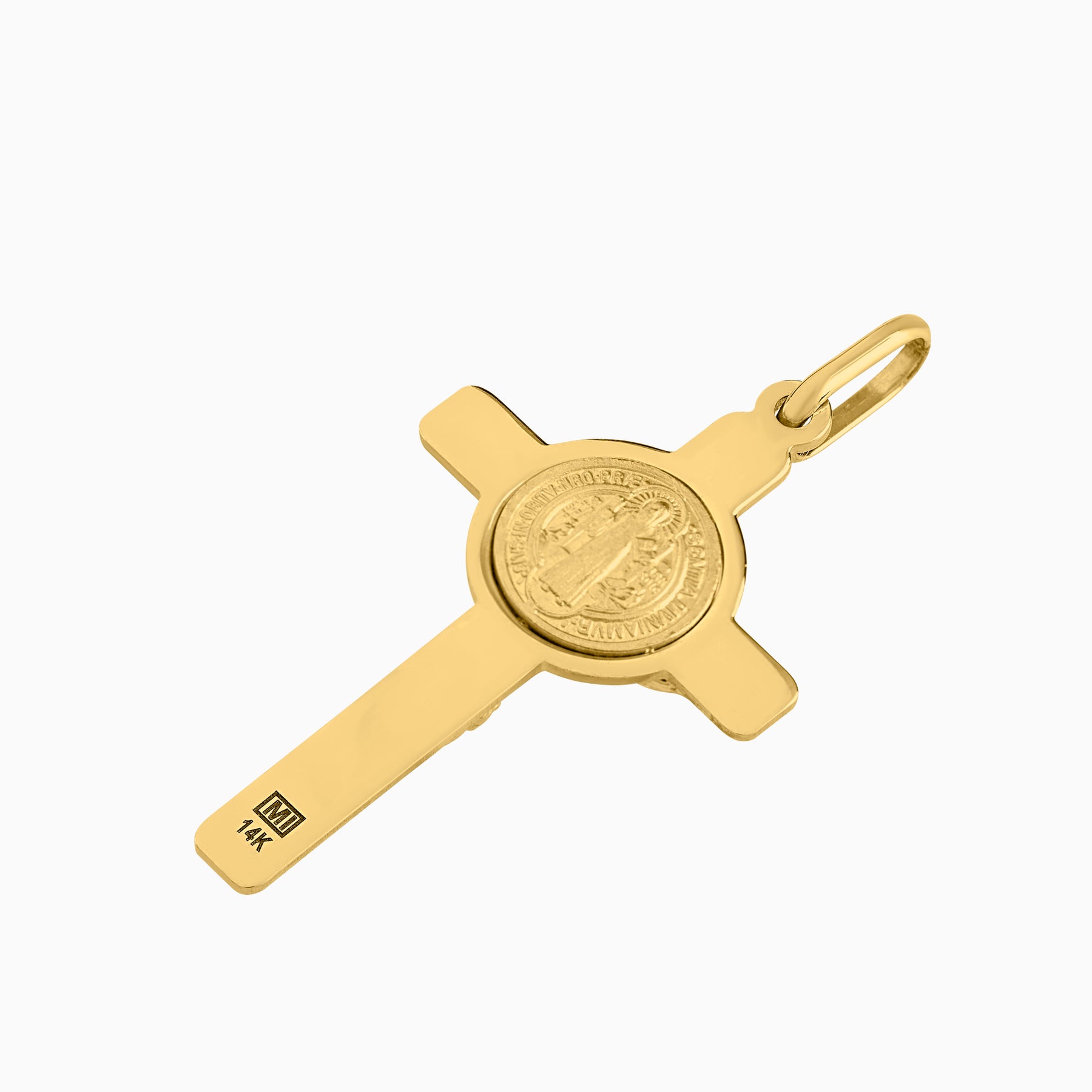 Dije Cruz con Cristo & Moneda San Benito Oro Amarillo 14k