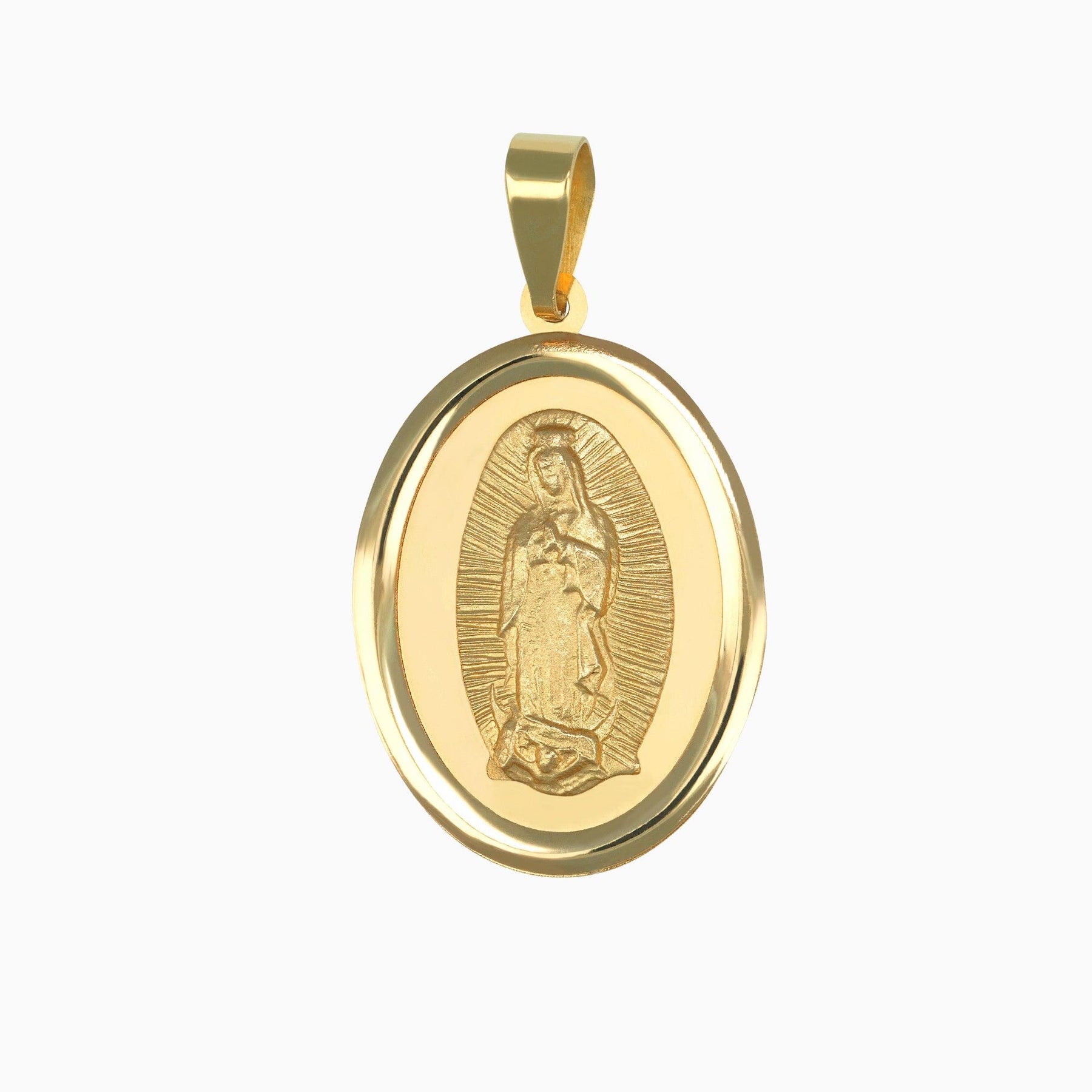 Oval Virgin Medal Pendant 14k Yellow Gold