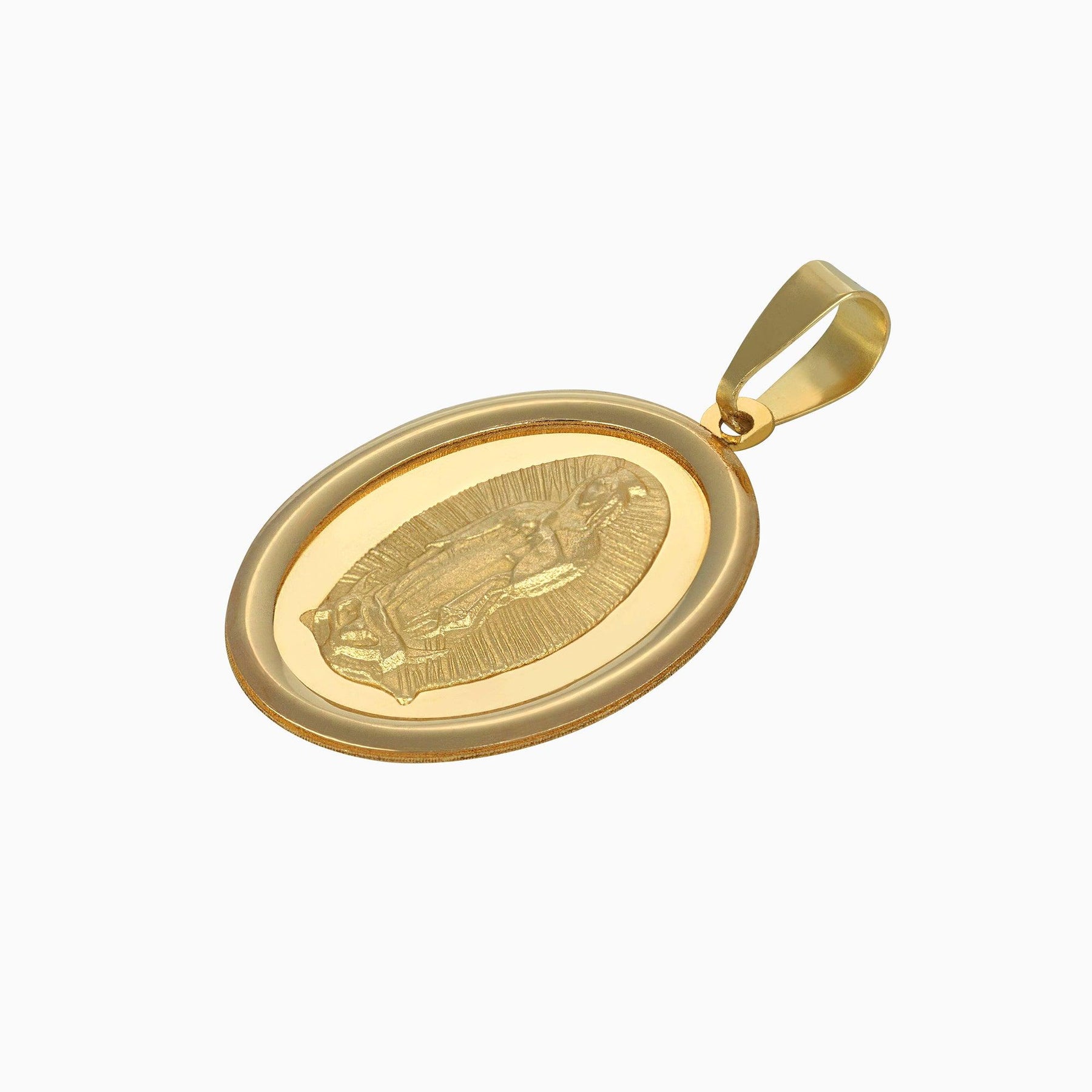 Oval Virgin Medal Pendant 14k Yellow Gold