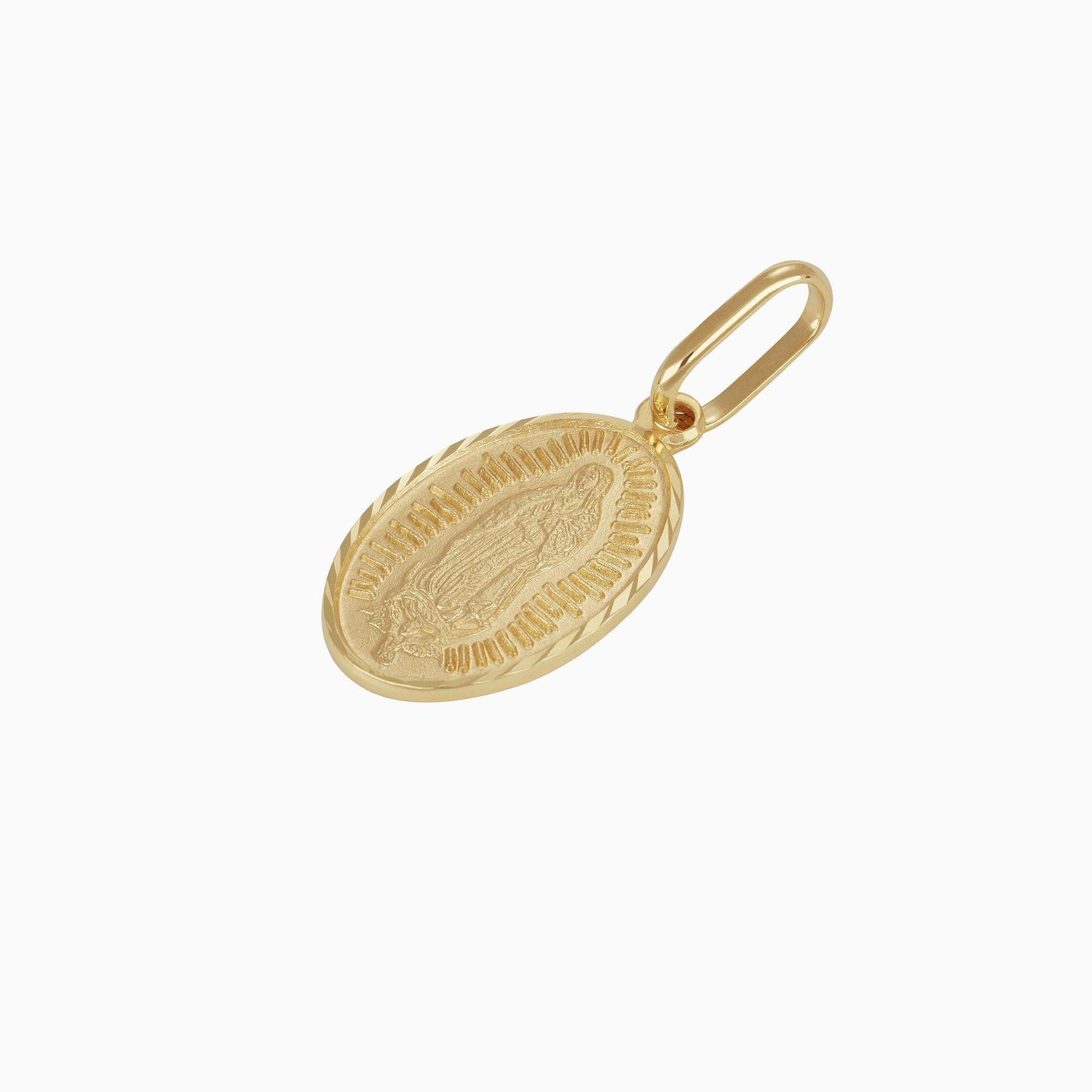 Dije Medalla Ovalada Virgen de Guadalupe Oro Amarillo 14k