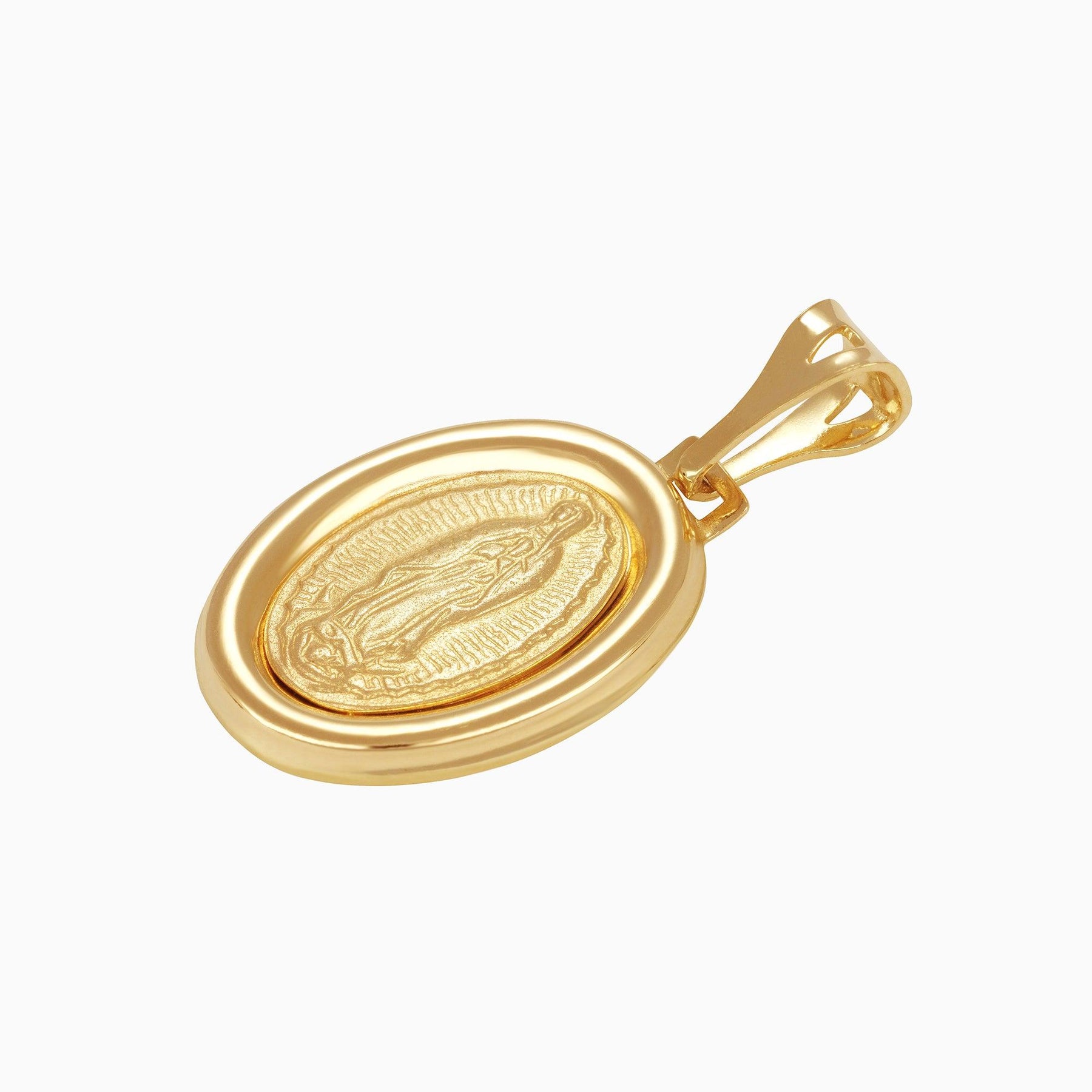 Oval Virgin Medal Pendant 14k Yellow Gold