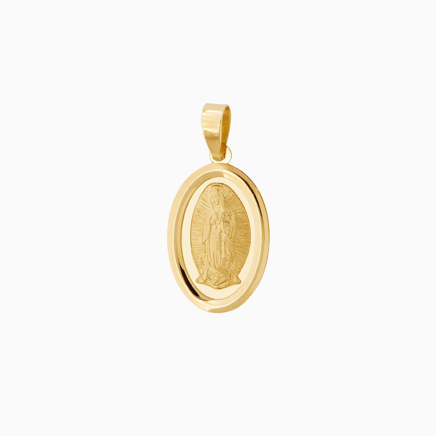 Medalla Virgen Oro 14k Ovalada