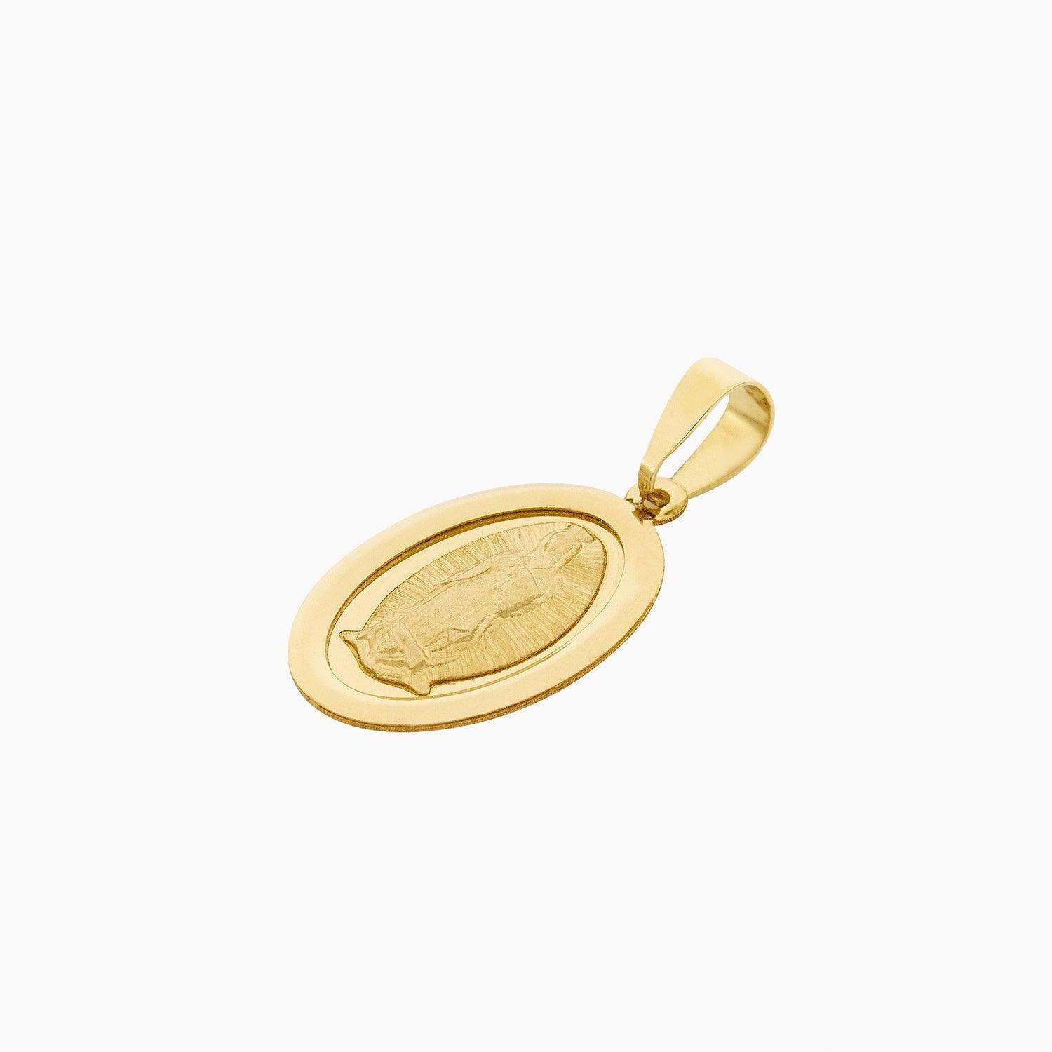Medalla Virgen Oro 14k Ovalada