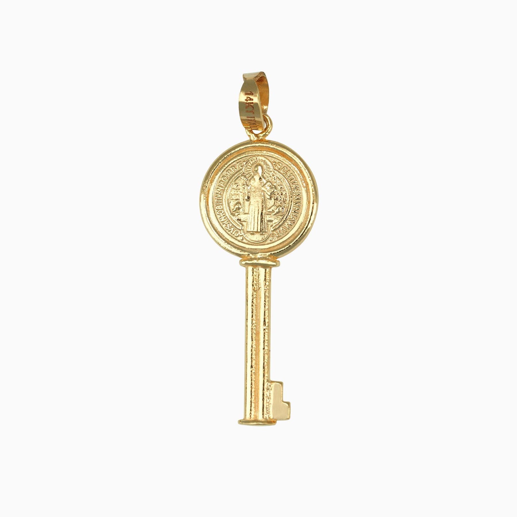 14k Gold Saint Benedict Coin Key Pendant