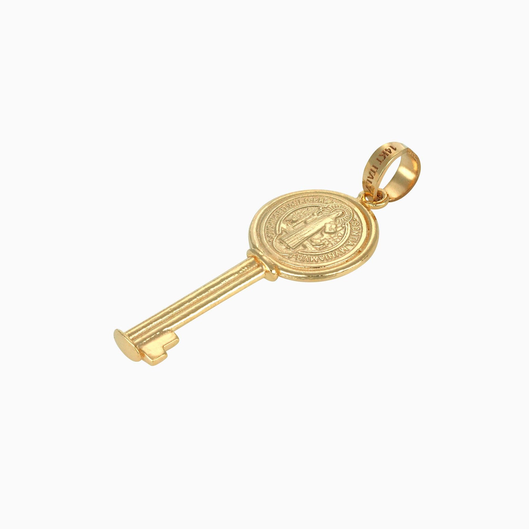 14k Gold Saint Benedict Coin Key Pendant