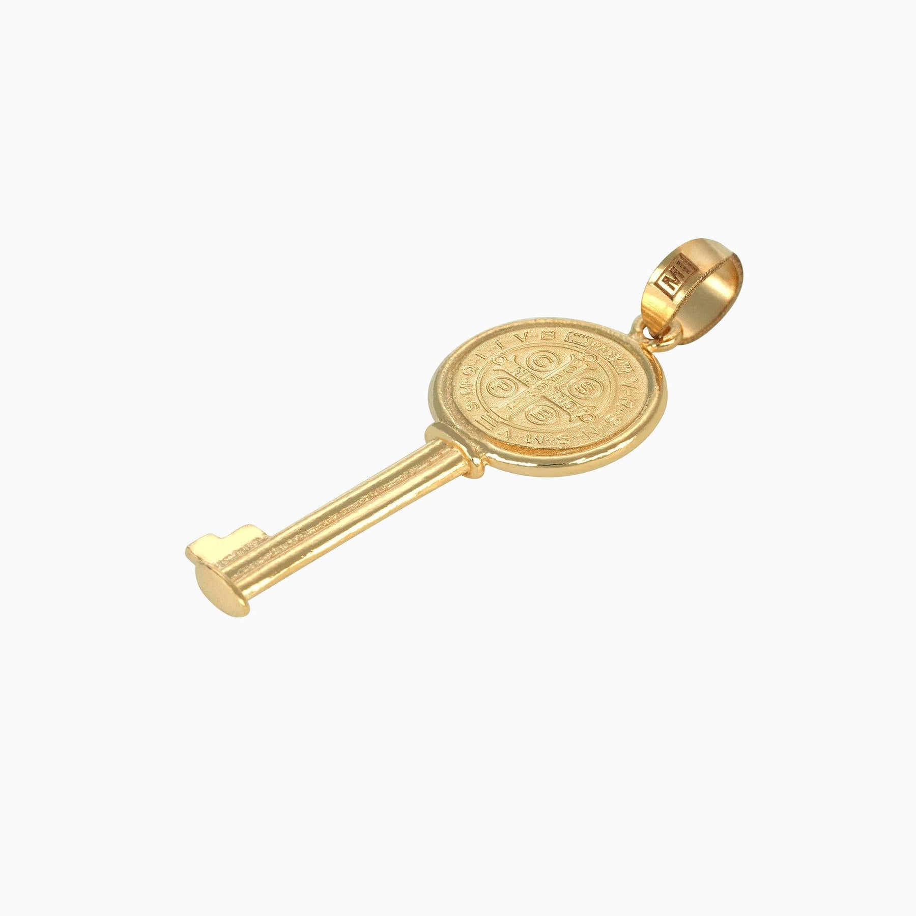 14k Gold Saint Benedict Coin Key Pendant