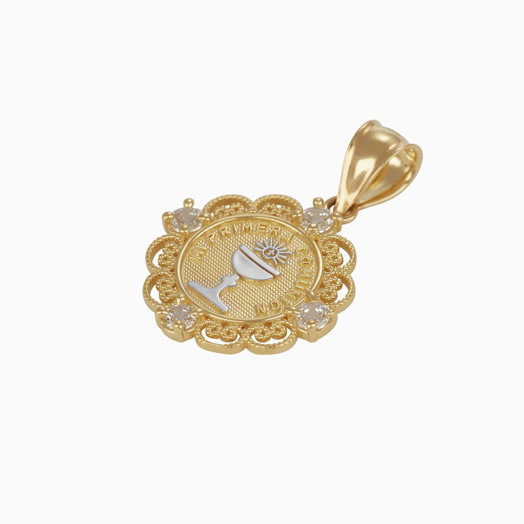 14k Yellow Gold First Communion Medal Pendant