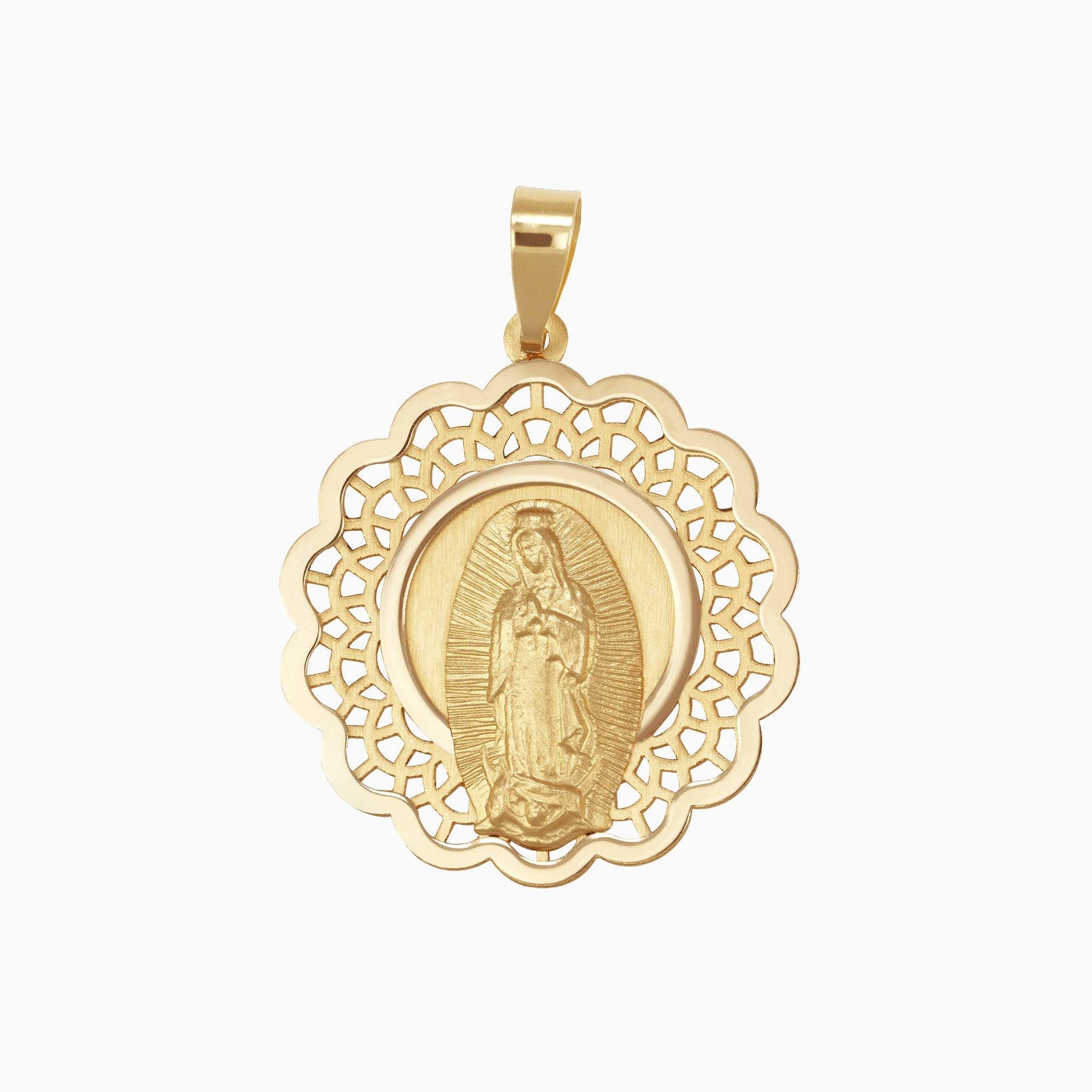 14k Yellow Gold Virgin Medal Pendant