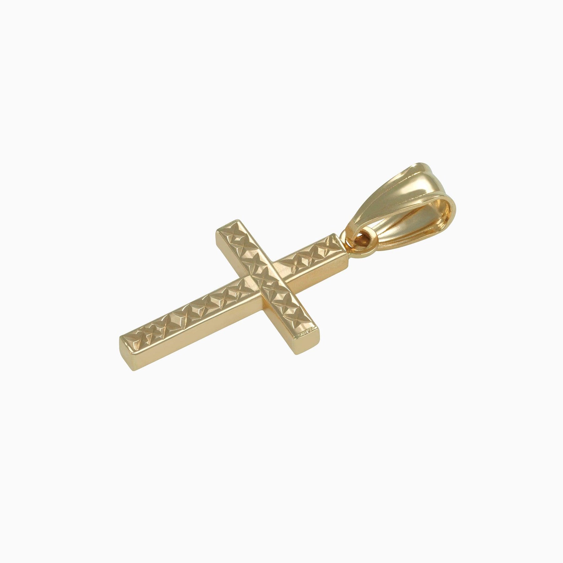 14k Gold Diamond Ultra Light Cross Pendant