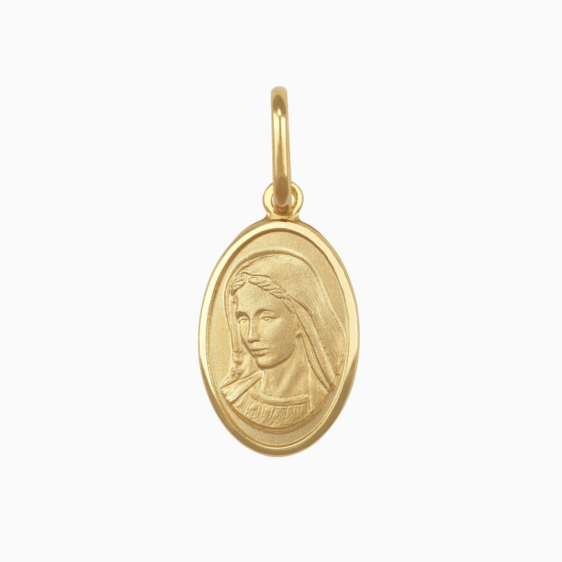 Dije Medalla Ovalada Virgen Oro Amarillo 14k