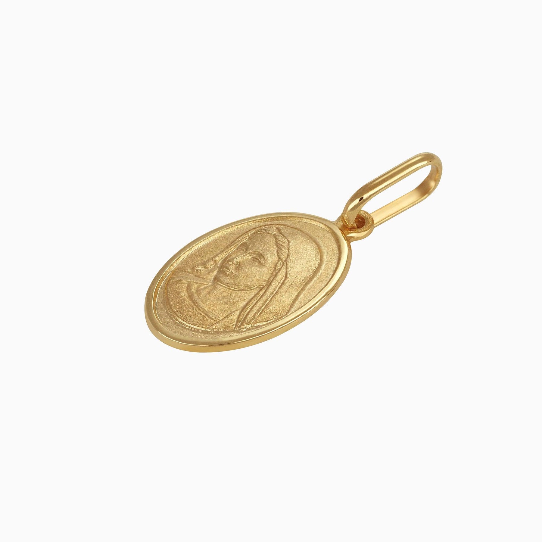 Dije Medalla Ovalada Virgen Oro Amarillo 14k