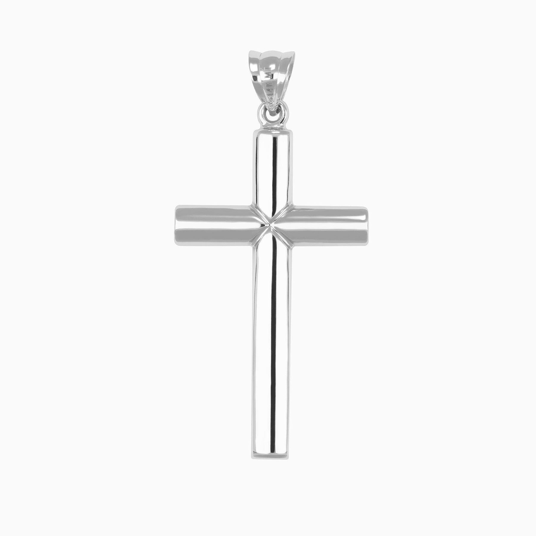 Dije Cruz Lisa Oro Blanco 14k