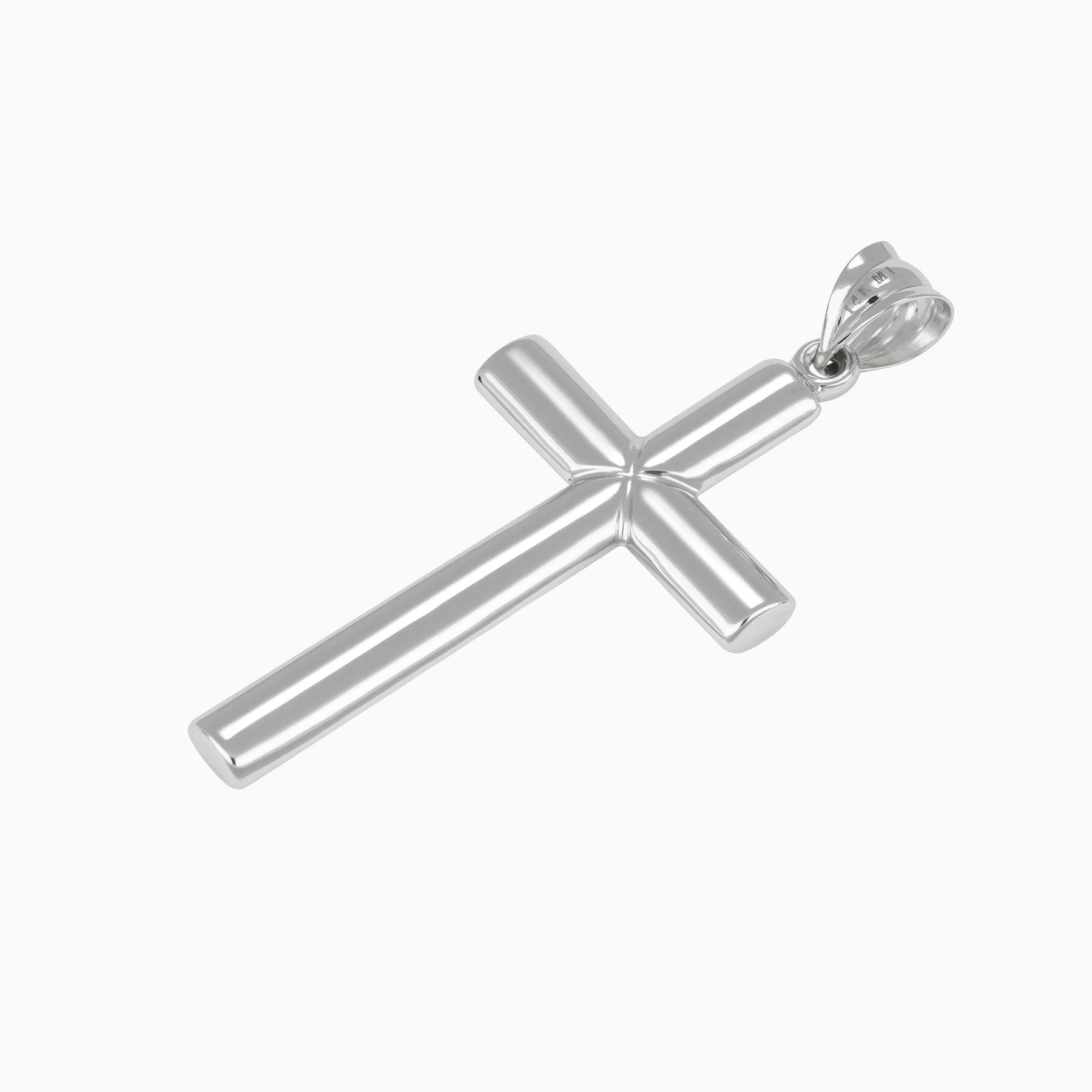 Dije Cruz Lisa Oro Blanco 14k