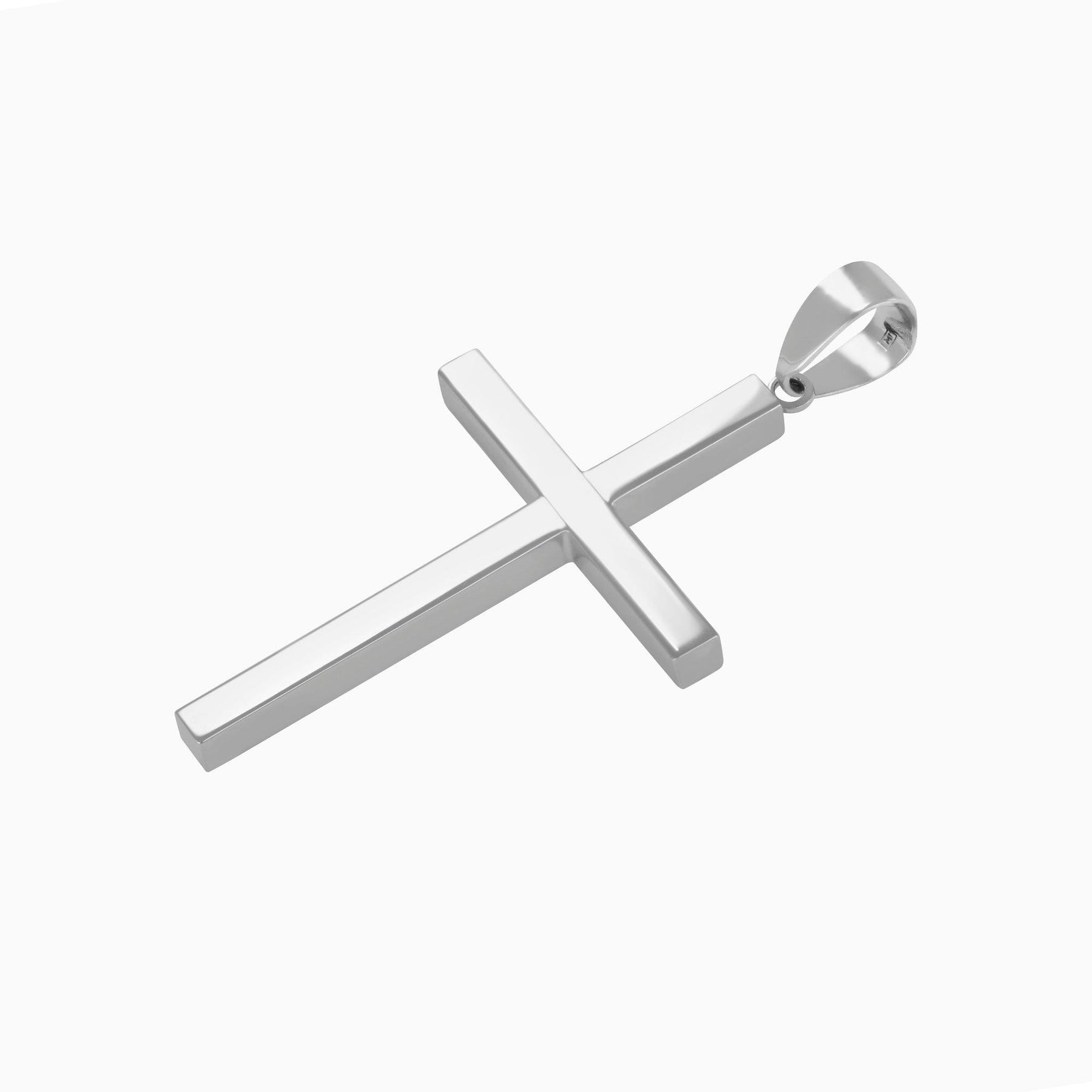 Dije Cruz Cuadrada Oro Blanco 14k