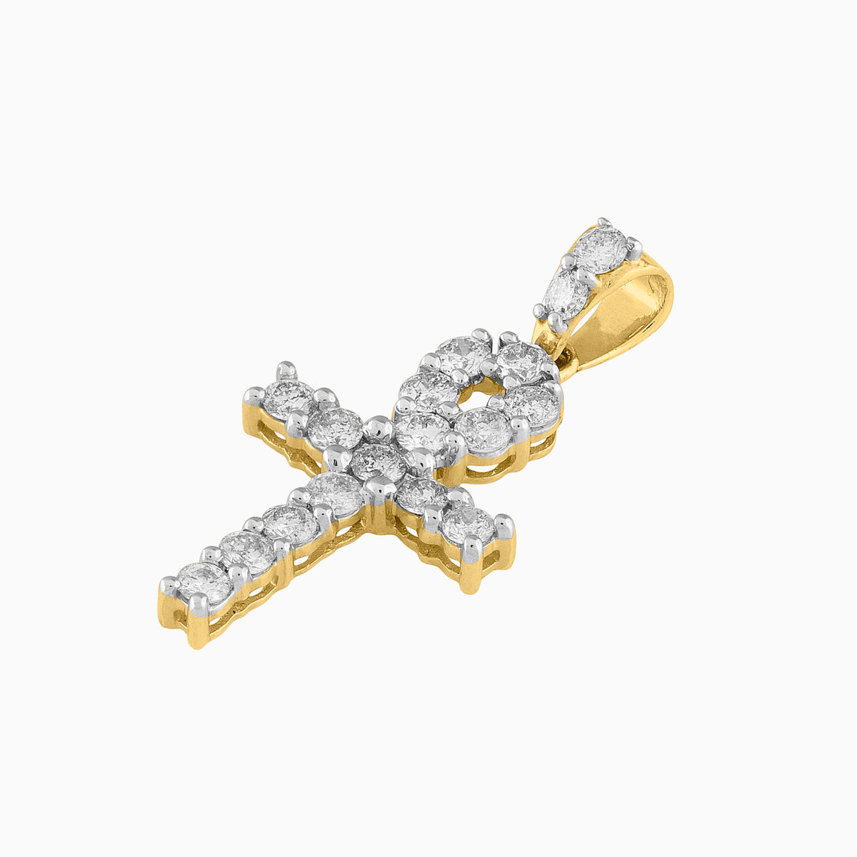 Dije Cruz Oro Amarillo 14k con Diamantes