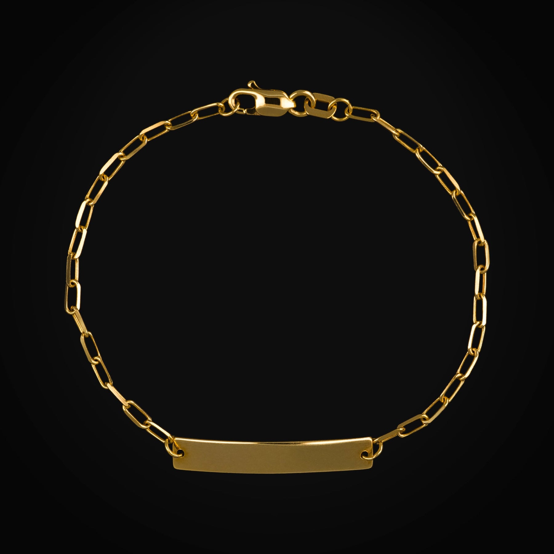 Esclava Lisa Tejido Ancla Broche de Perico 14k Oro Amarillo + Estuche