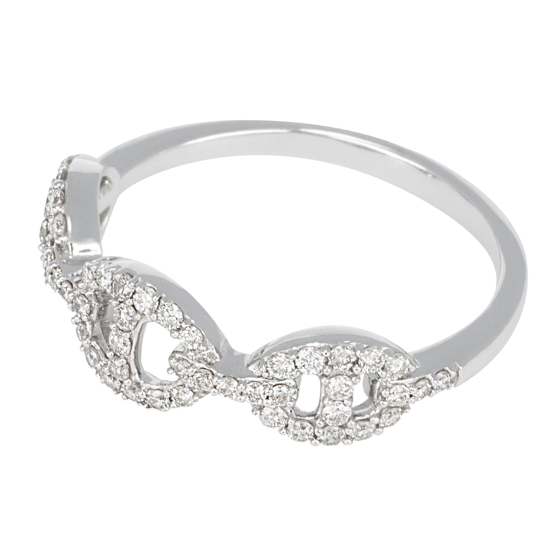 Full Ice Link Ring 14k White Gold 0.35 ct Round Natural Diamonds