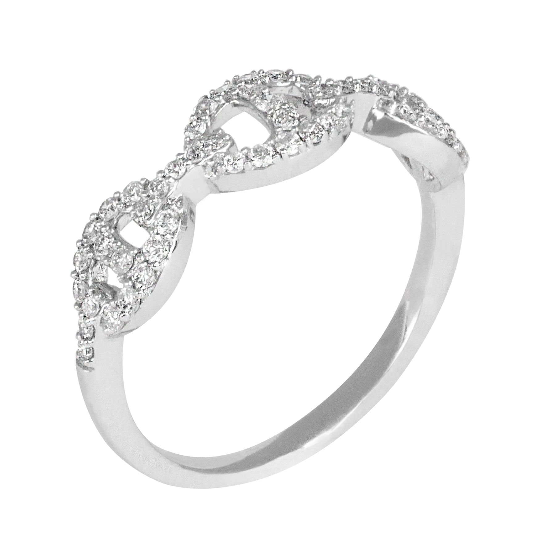 Full Ice Link Ring 14k White Gold 0.35 ct Round Natural Diamonds