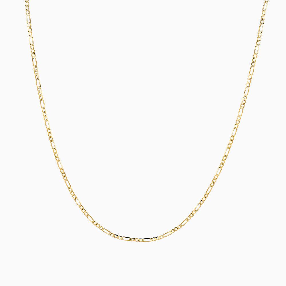 Cadena de Oro 14k Unisex Tejido Fígaro Diamantado Rodio
