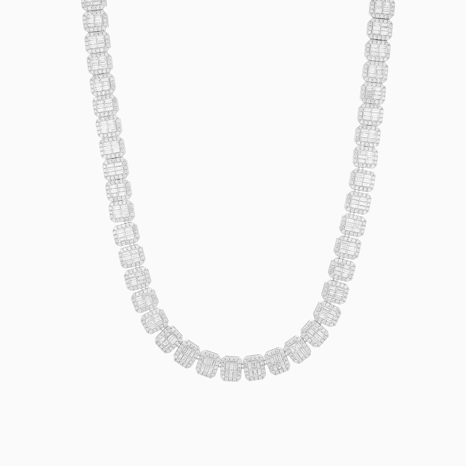 Asia Hola juguete Cadena Oro Blanco 14k Eslabones Tipo Esmeralda con Diamantes