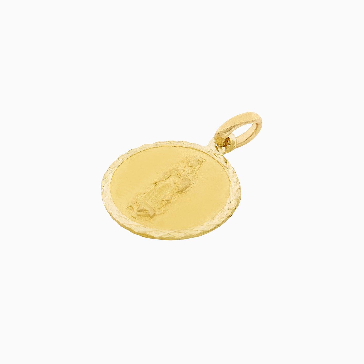 Medalla 2 caras Guadalupe y Sagrado Corazón Oro 14k
