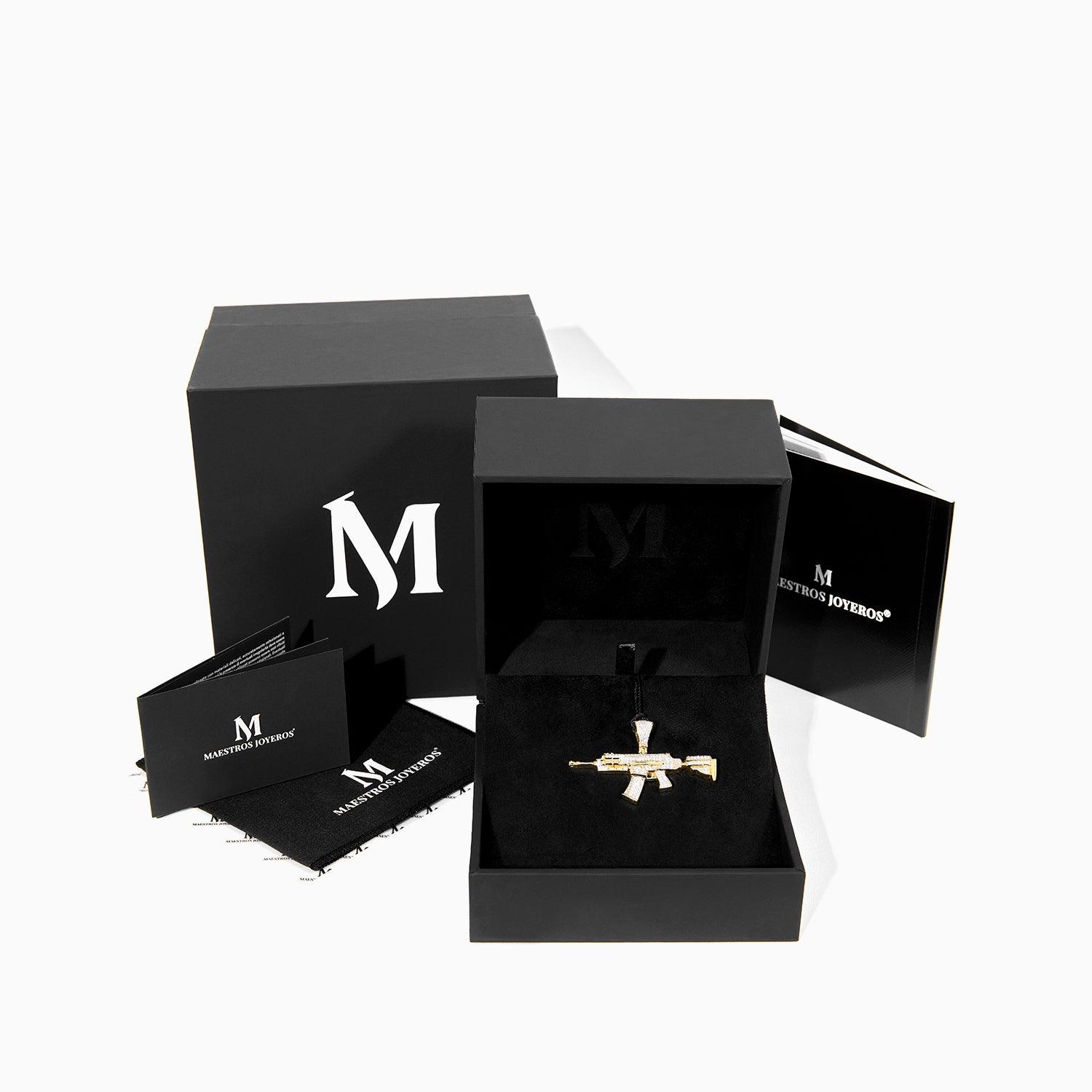 10k Gold Machine Gun Pendant with Diamonds