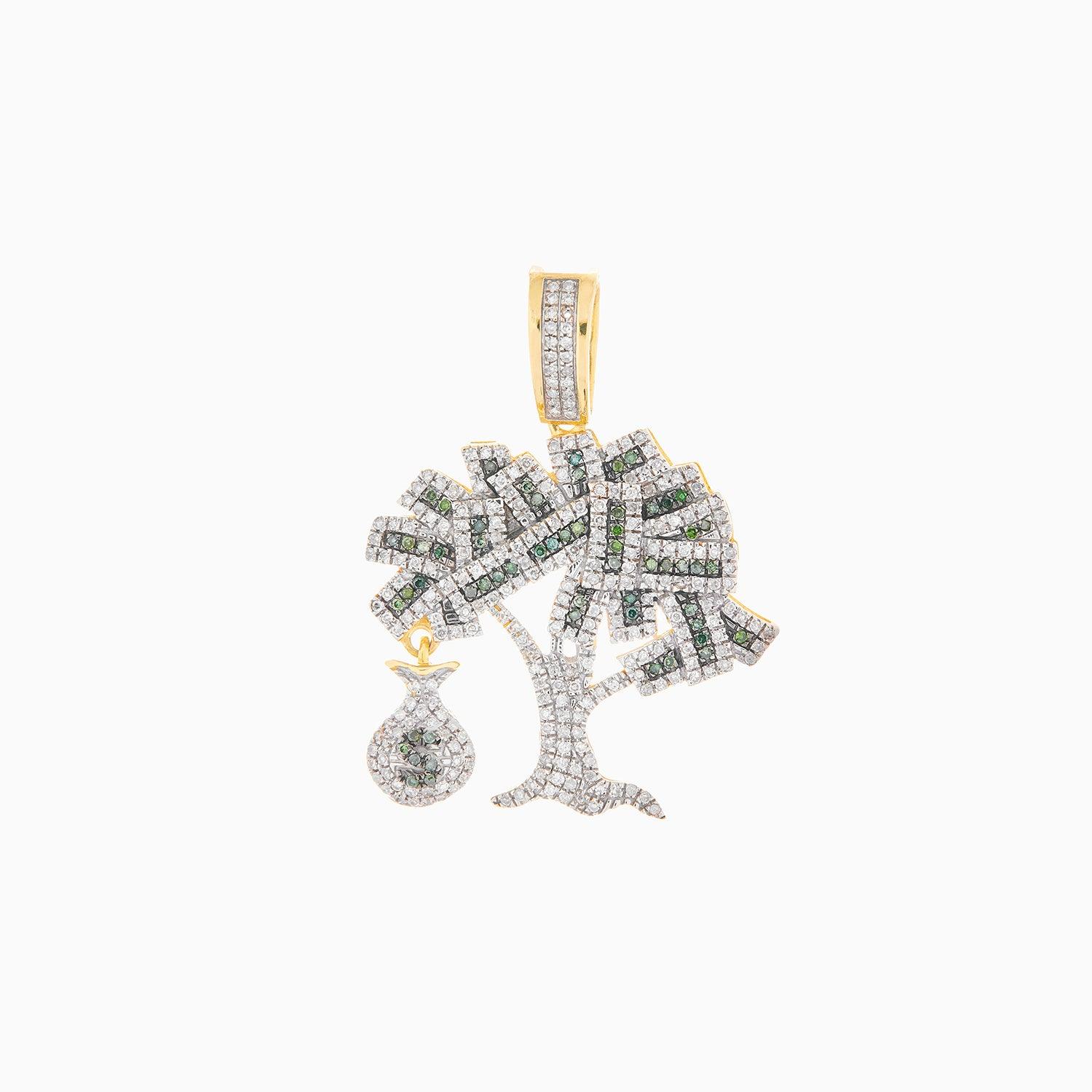 10k Gold Tree Pendant with Diamonds