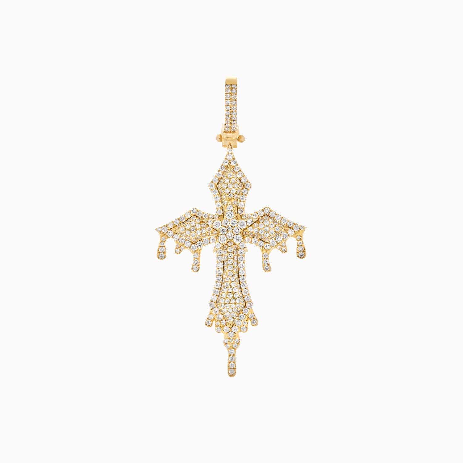 10k Gold Cross Pendant with Diamonds