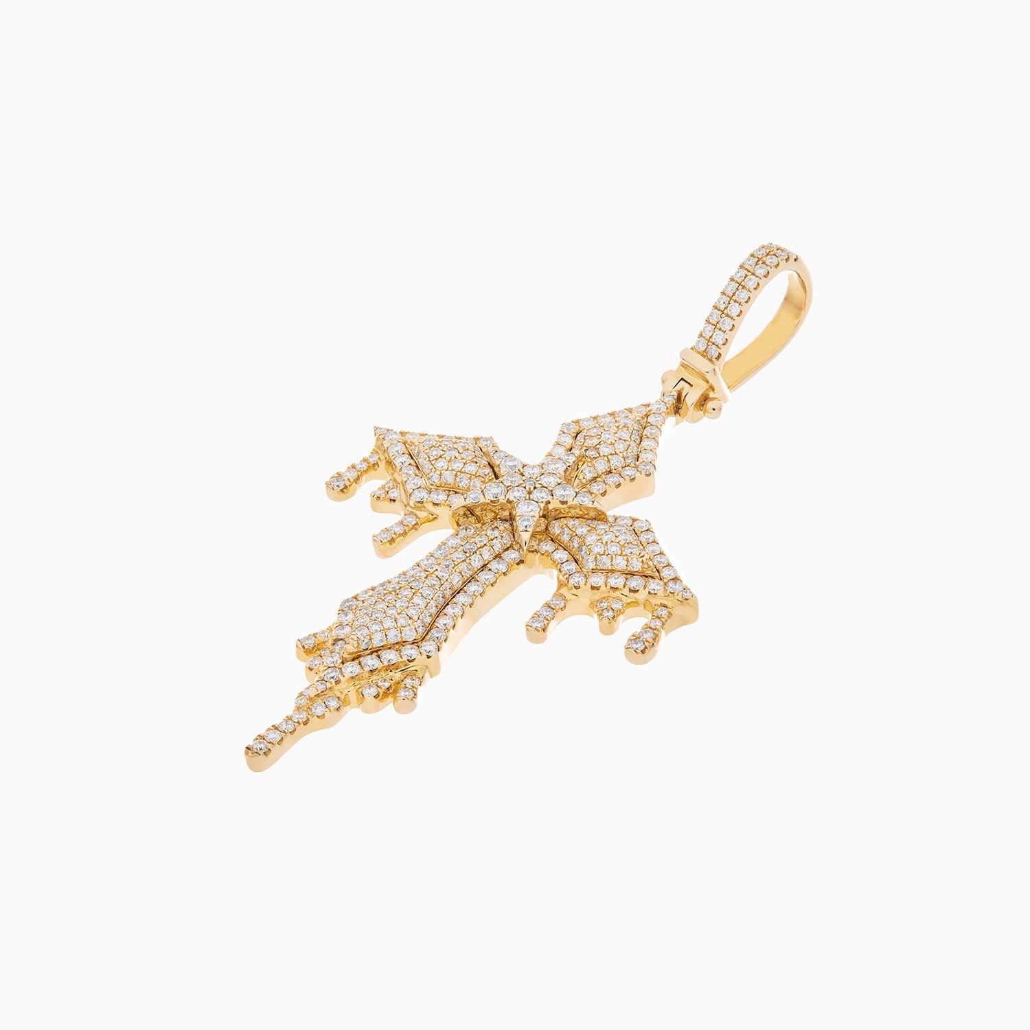 10k Gold Cross Pendant with Diamonds
