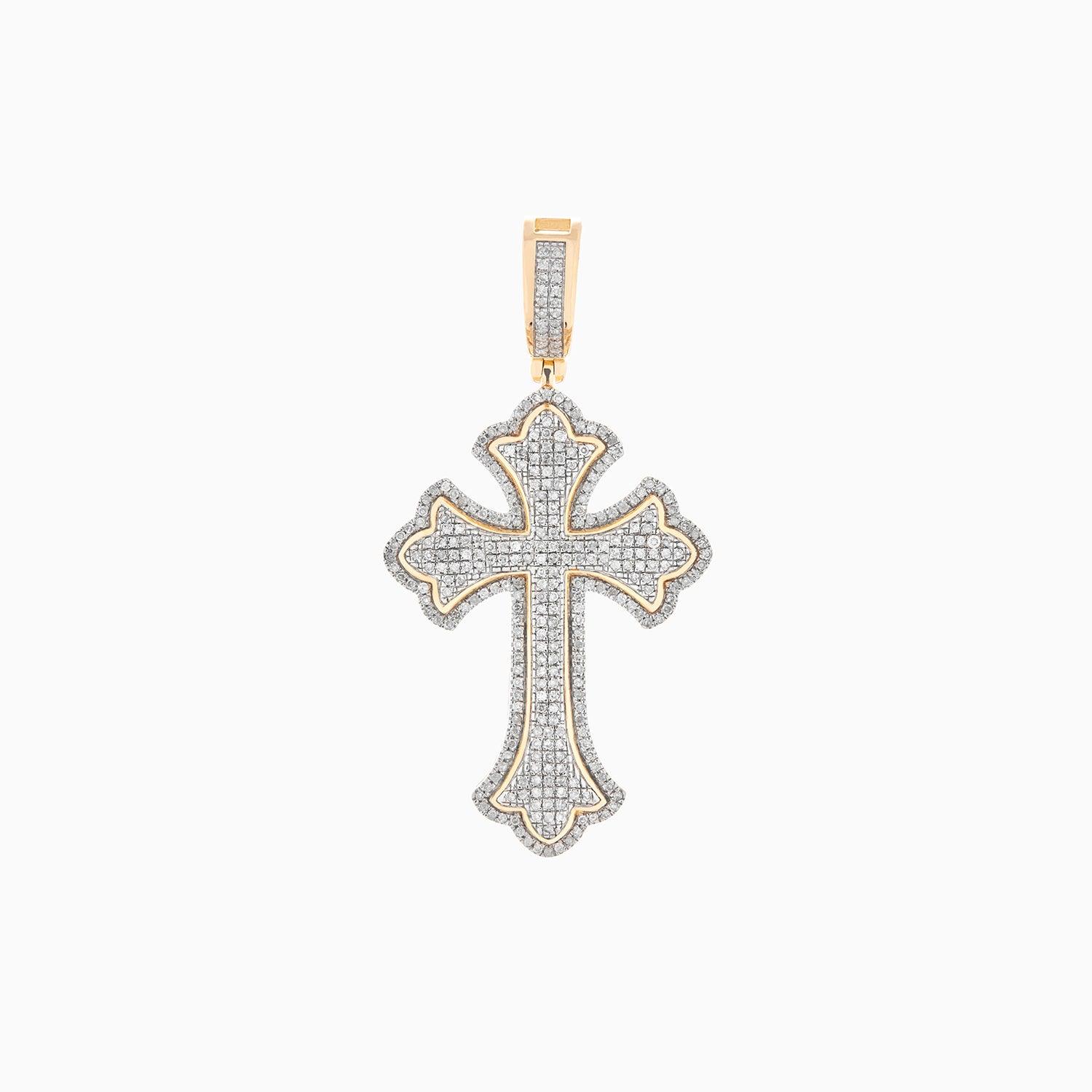 10k Gold Cross Pendant with Diamonds