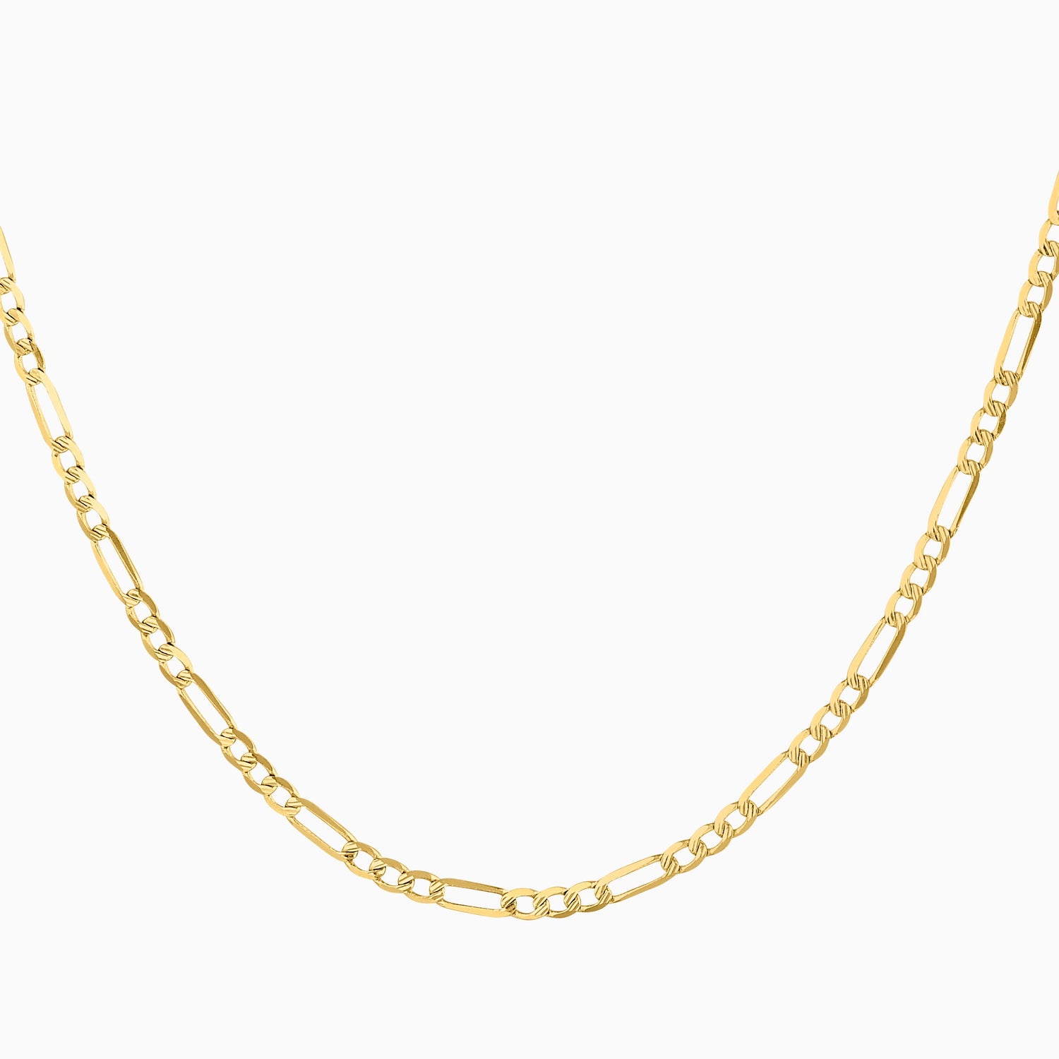Cadena Tipo Fígaro Lisa 14K Oro Amarillo + Estuche
