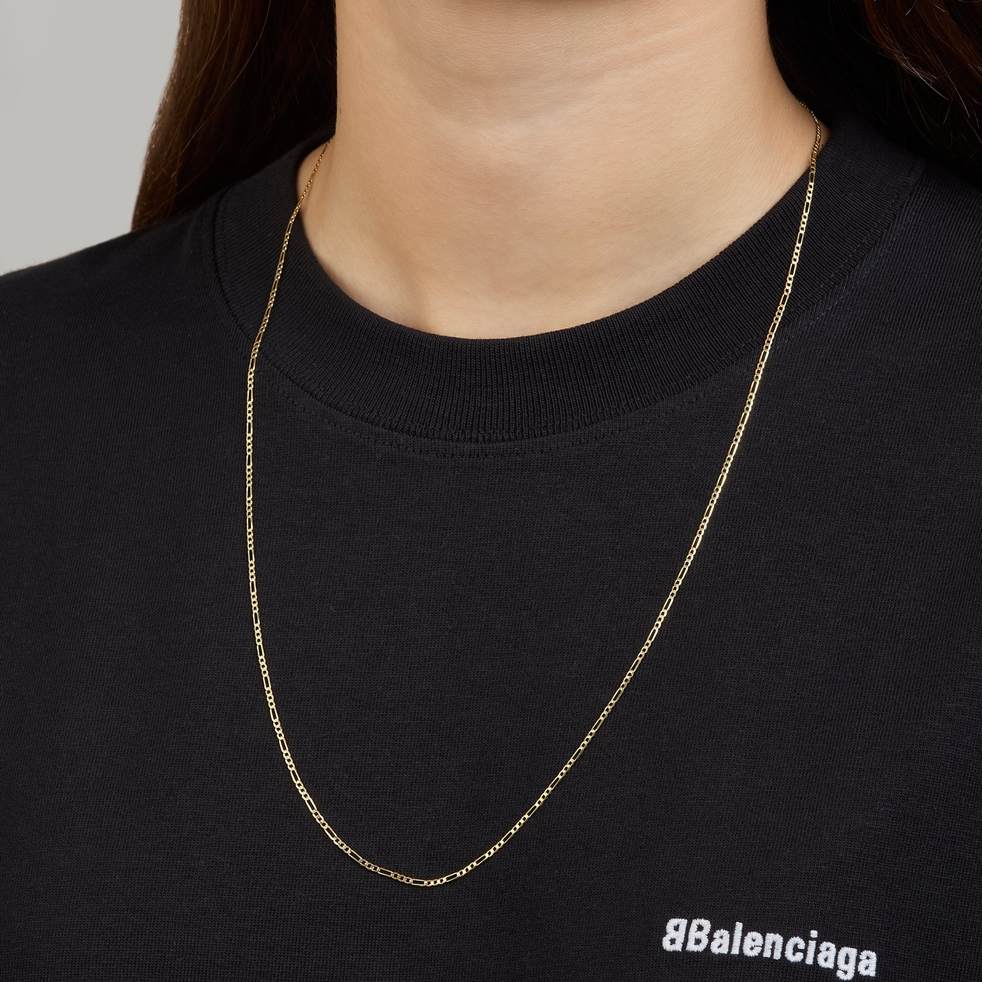 Cadena Tipo Fígaro Lisa 14K Oro Amarillo + Estuche